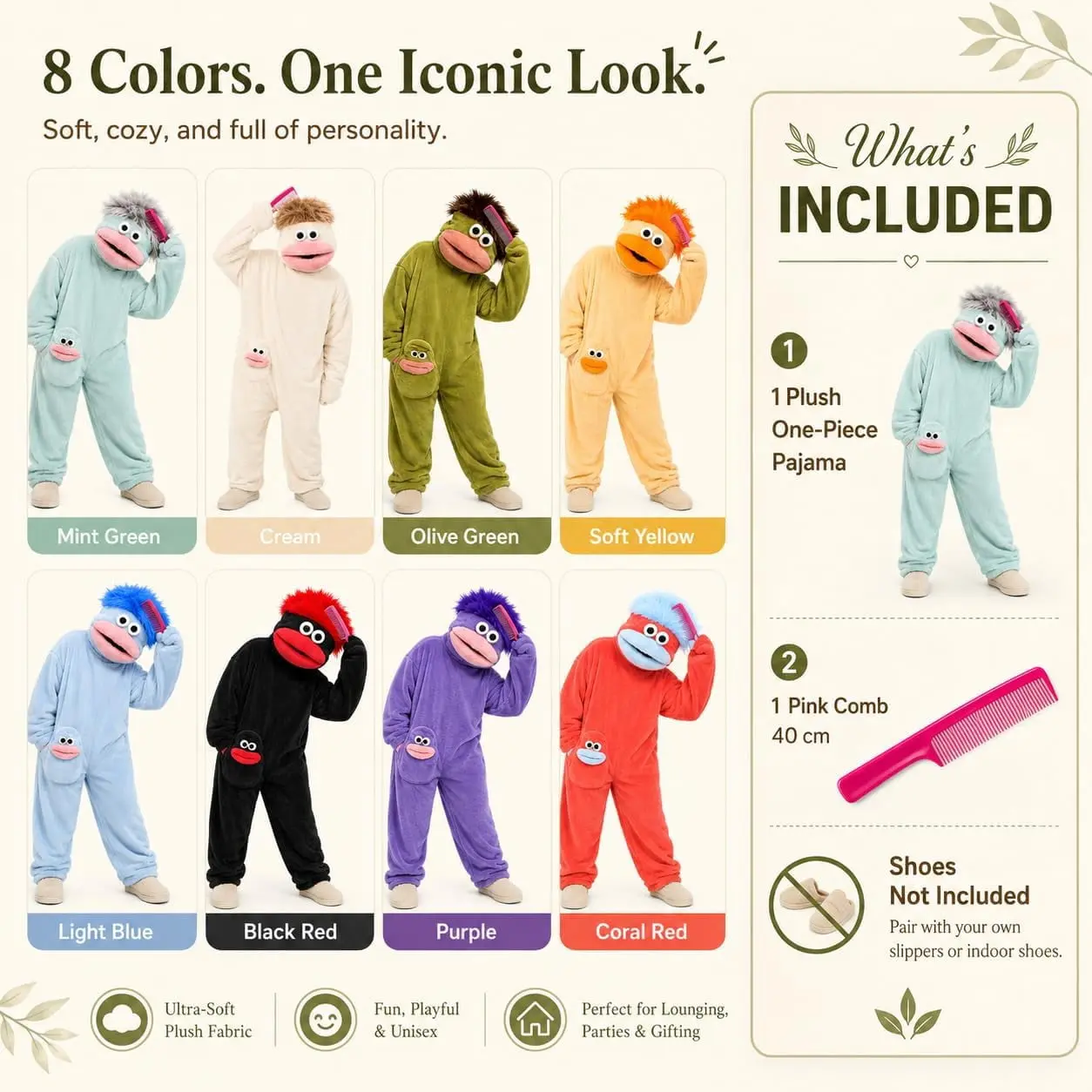 Guvpev Funny Big Mouth Monster Onesie, Matching Family Pajamas, Silly Puppet Cosplay Costume, Plush Hooded Jumpsuit Sleepwear, Oversized Fleece Loungewear, Ugly Pajama Party Outfits