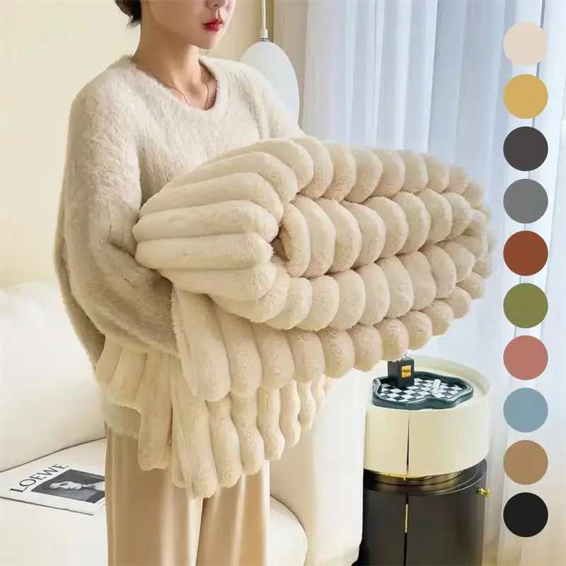 Super soft thickened microfiber bed blanket, classic striped design, warm, comfortable and durable, stress relief, pet blanket, Christmas gift choice, cozy blanket, thickened thermal blanket, super soft blanket, soft comfort blanket, Casual Soft Blanket