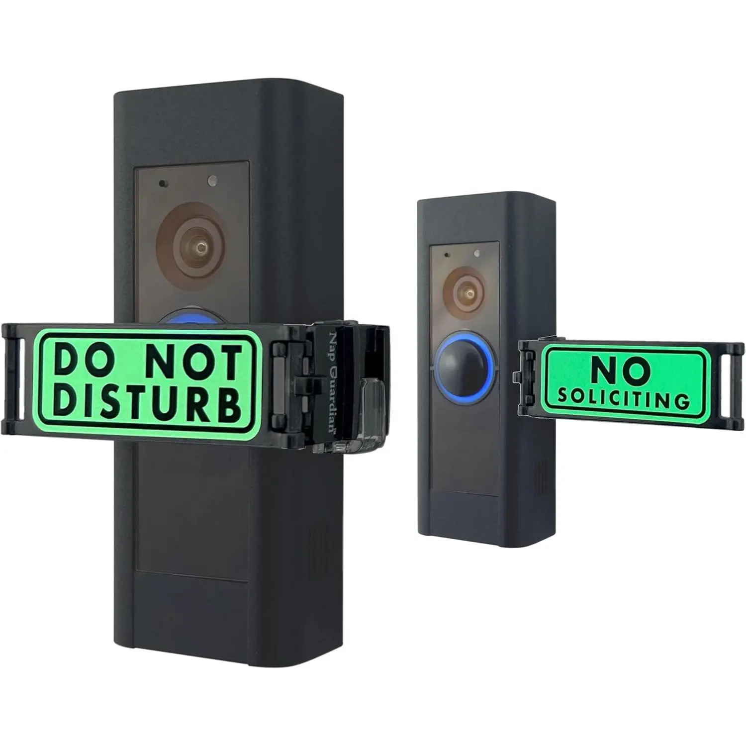 No Soliciting Sign & Door Bell Cover, Universal-Fit Button Blocker for Video Doorbells