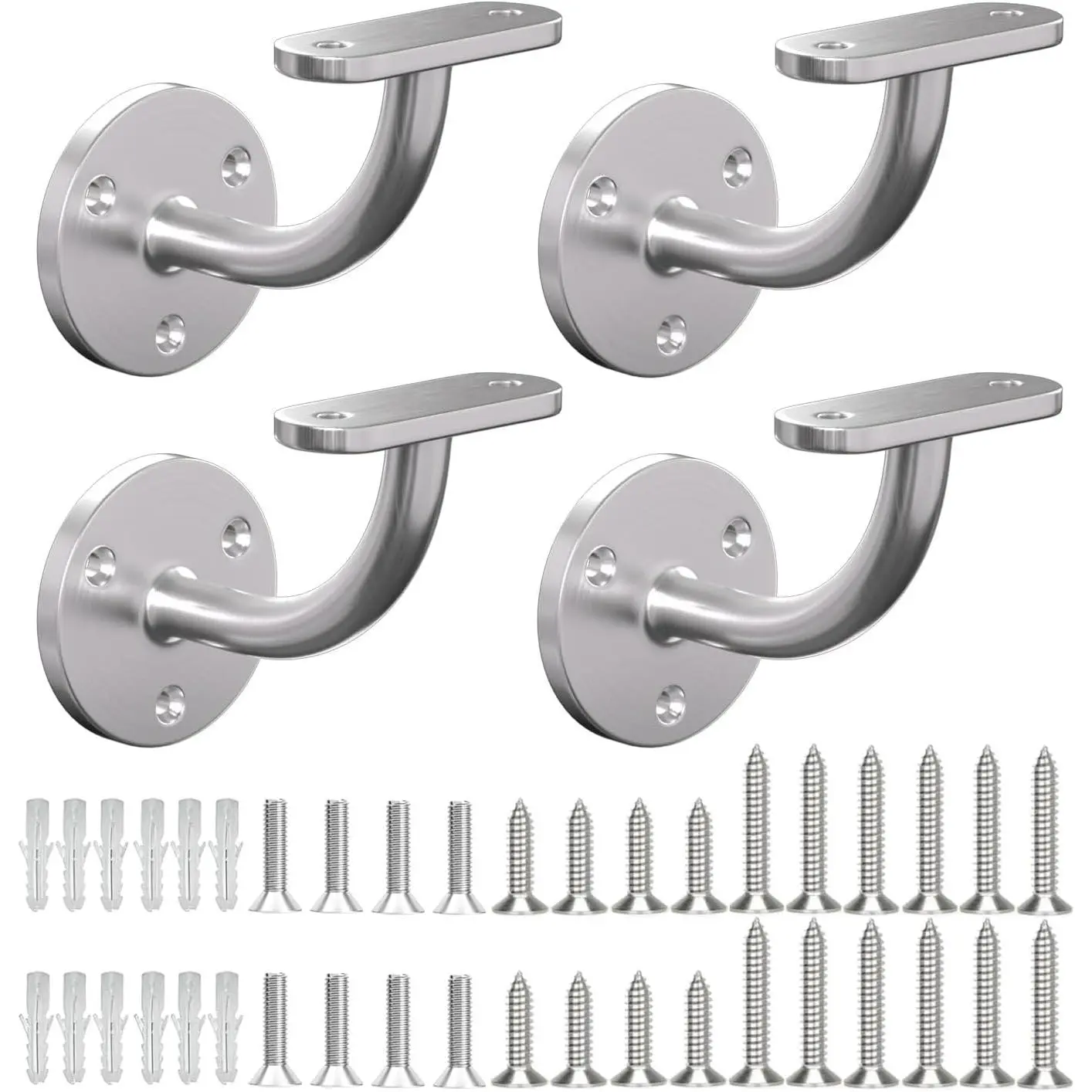 Handrail Stair Brackets, 4 Pack Heavy Duty Stainless Steel 304 Satin Nicke Hand Rail Bracket for Stairways Handrail, Staircase Bracket