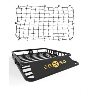 All Weather Universal Rooftop Cargo Basket – 200lbs Heavy Duty Roof Storage Rack, Included Waterproof Bag & Elastic Net, For Road Trip Camping SUV Truck Hauling