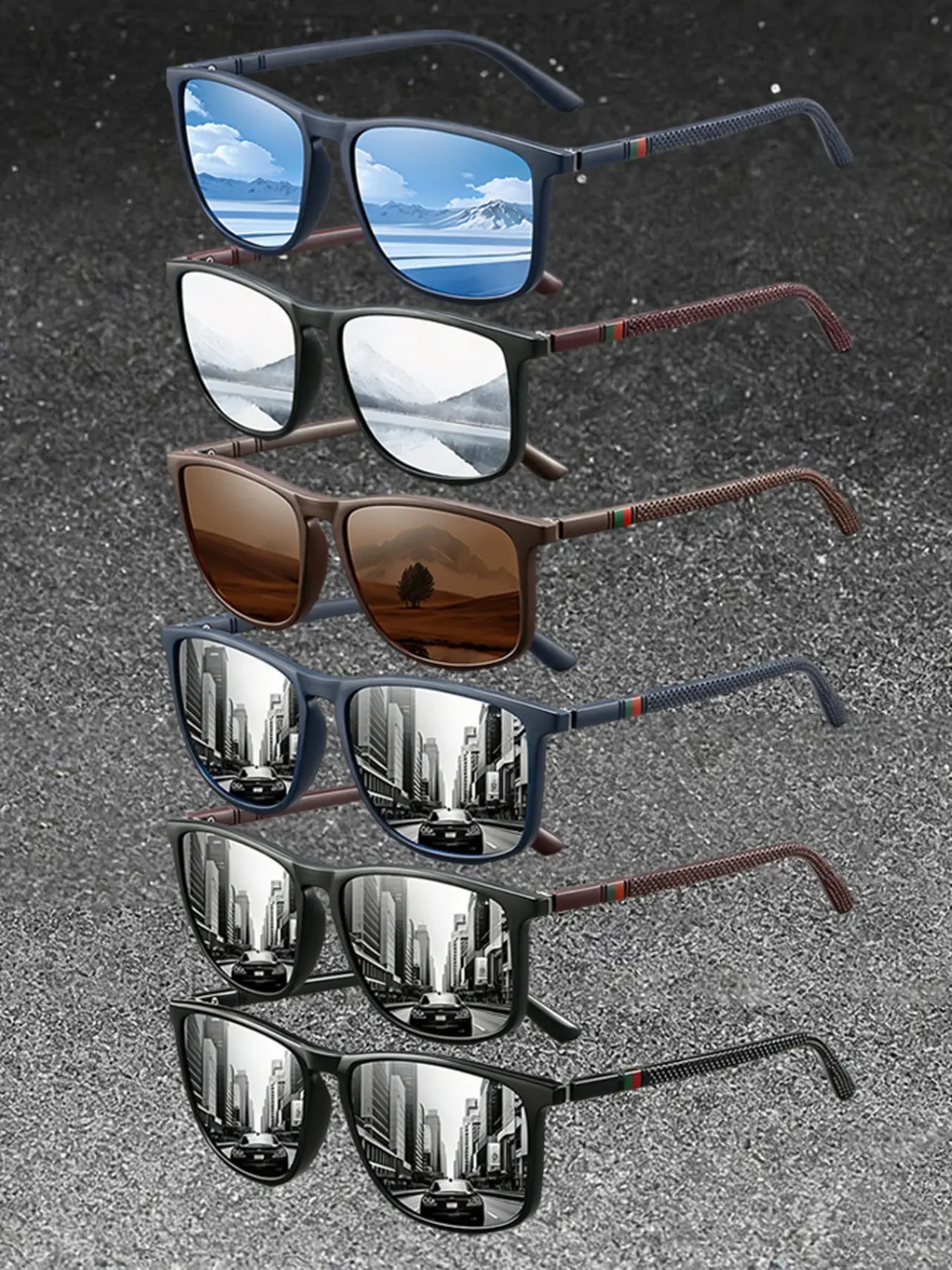 6pcs fashion retro square sunglasses,with multiple color options,equip protective lenses and anti slip rubber nose pads,comfortable to wear,unisex,classic design is perfect for casual styling and is an ideal gift for fashion accessory enthusiasts