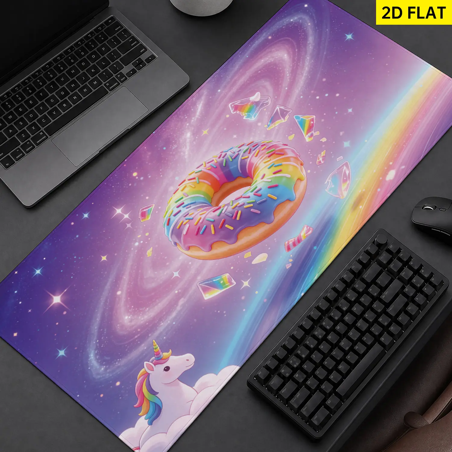 Extra Large Galaxy Donut Unicorn Mouse Pad,Non Slip Rubber Pad,Desktop Decoration Drotection Pad,Washable,Lock Edge Multi Size,Premium Multipurpose Mousepad For Home,Office,Gift for Family and Friends