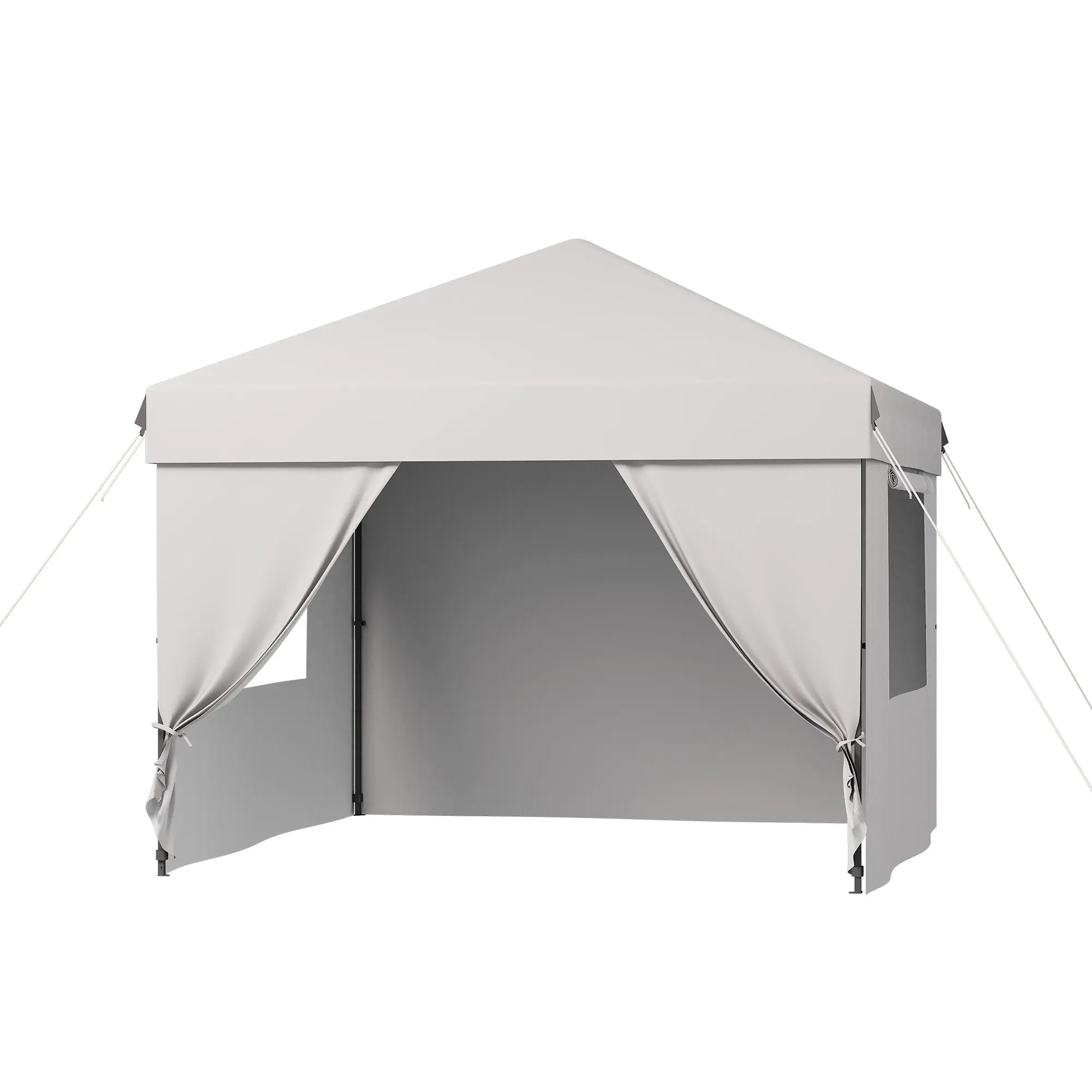 10x10 FT Quick Pop Up Canopy Tent - Portable Shelter with Removable Sidewalls, Windows, Adjustable Height, Wheeled Carry Bag, Sandbag Base, Ropes & Stakes - Outdoor Patio Garden Shelter (White/Black)
