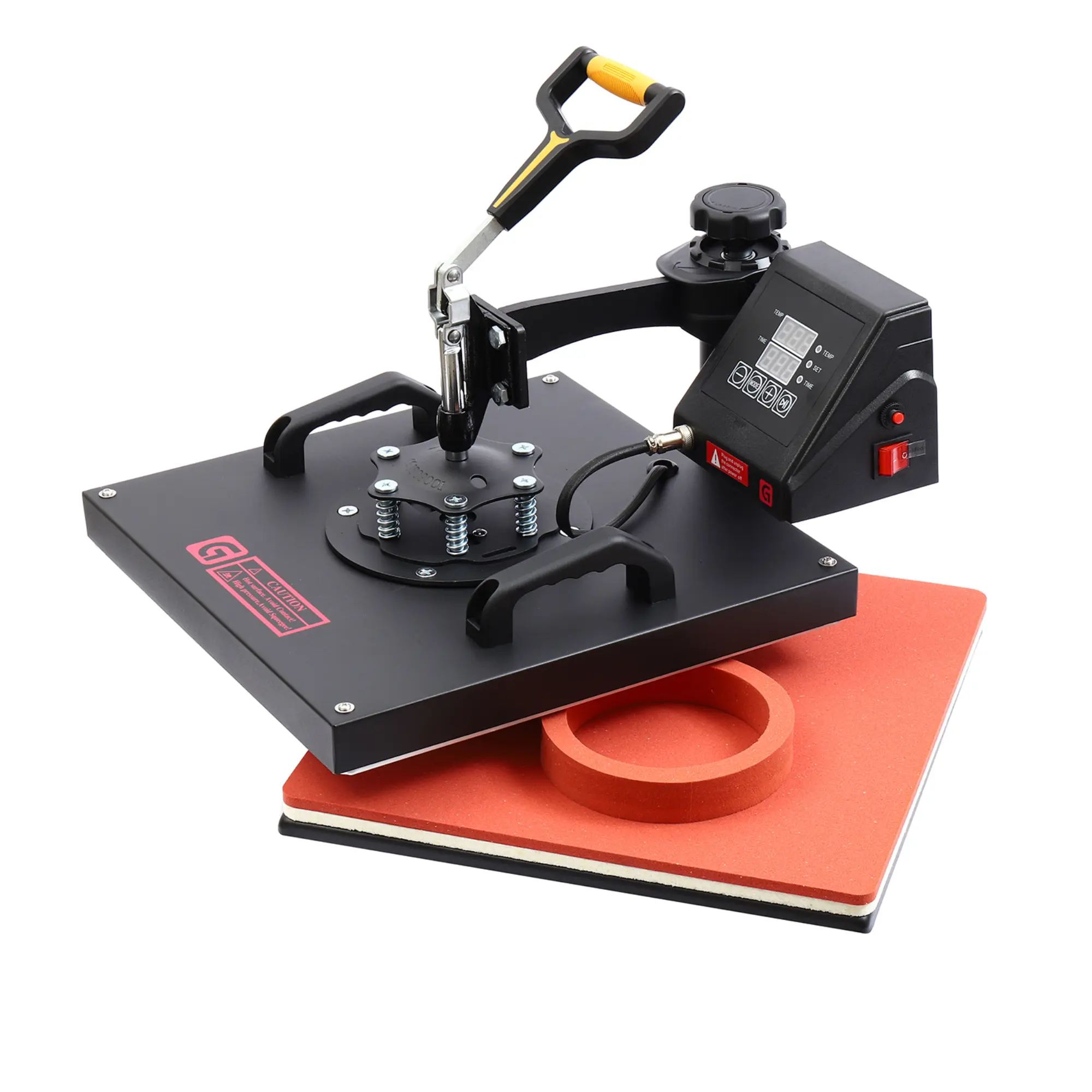 Garvee 8-in-1 Heat Press Machine, 15 x 15 Inch 1400W Swing-Away Sublimation Heat Transfer Press with Digital Time and Temperature Control, Slide-Out Platen, Mug, Hat and Plate Attachments for T-Shirts, Bags, Caps, Drinkware, Crafts and Small Business