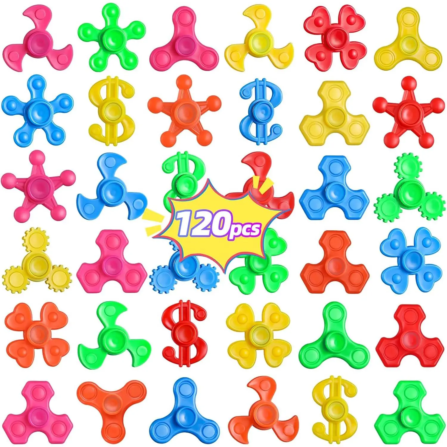 120pcs Mini Fidget Spinner Bulk, Treasure Box Toys for Classroom Prizes, Stress Relief Sensory Fidget Toys Bulk for Kids with Autism, Birthday Gifts Party Favors, Goodie Bag Stuffers for Kids 4-8-12fidget toys