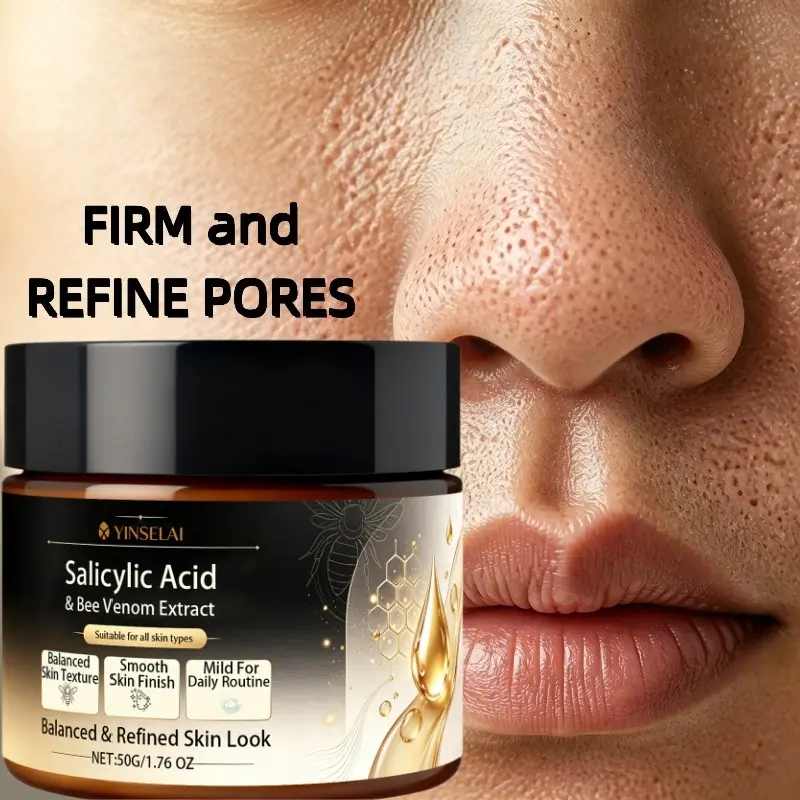 Latest Strong Salicylic Acid + Bee Venom Cleansing Cream, Daily Pore Cleaning, Oil Breakdown, Tightening, All Skin Types, Deep Exfoliation, Moisturizing