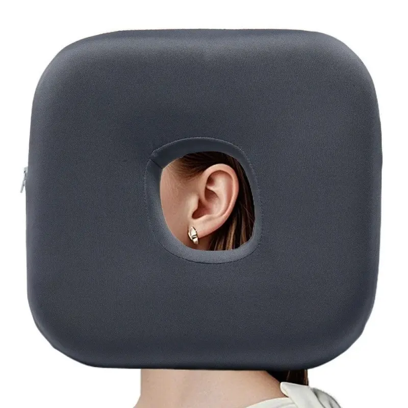 1 Ear Piercing Pillow - Donut-shaped Pillow with Ear Hole, Ear Protection Pillow, Head Pillow, Supportive Cushion, O-shaped Side Sleeping Pillow - Ideal for Side Sleepers and Nappers - Suitable for Office and Home Use