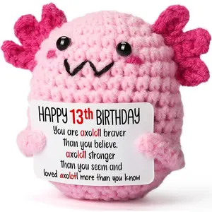 13 Year Old Girl Birthday  Ideas, Mini Crochet Axolotl Plush for 13th Birthday  for Girls, 13th  Decorations, 13 YO Presents Axolotl