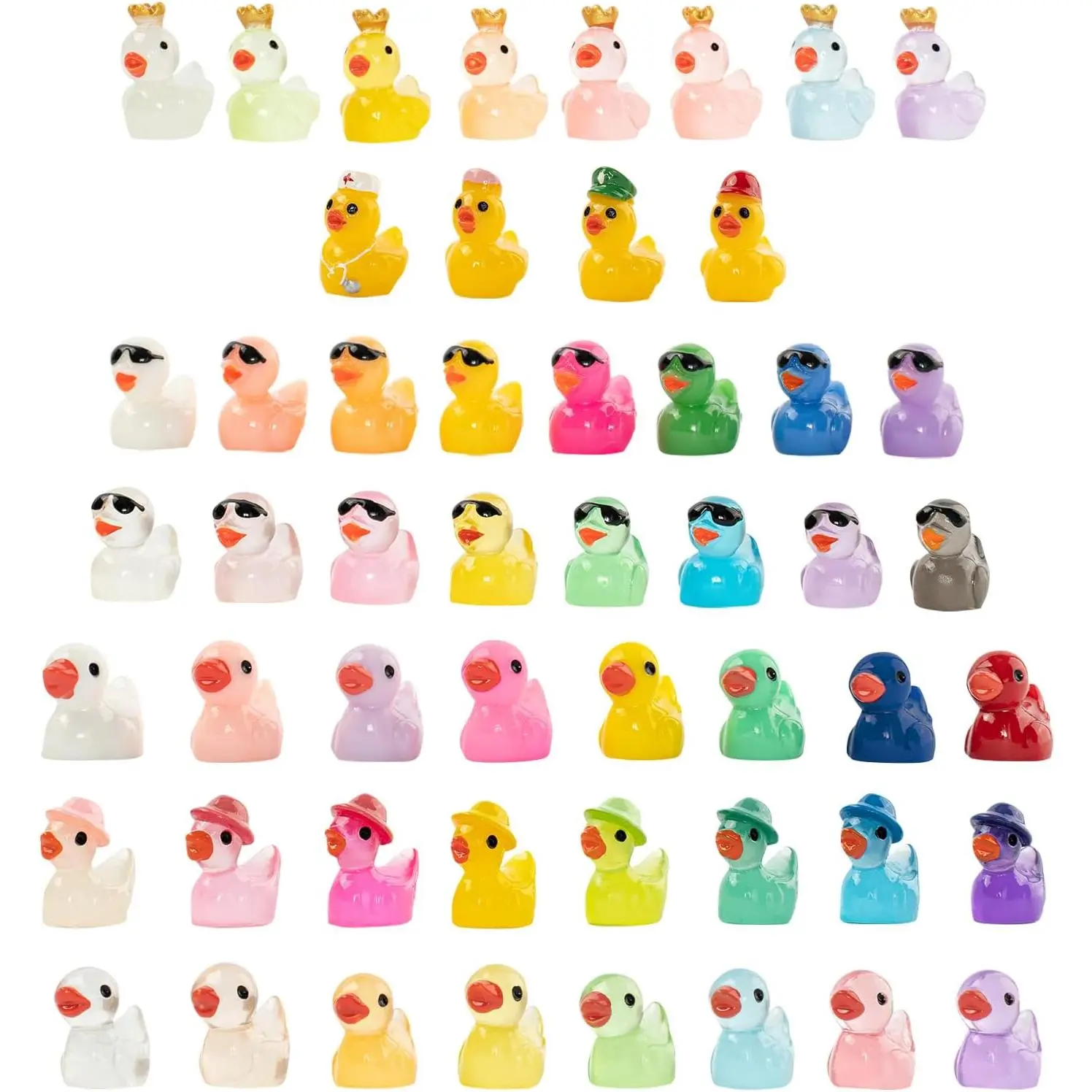 52 count Mini  Ducks,  Plastic Ducks Bulk Little Ducks to  Small Miniature Duck Charm Ornament Mini  Figures Party  Garden  Landscape Decoration