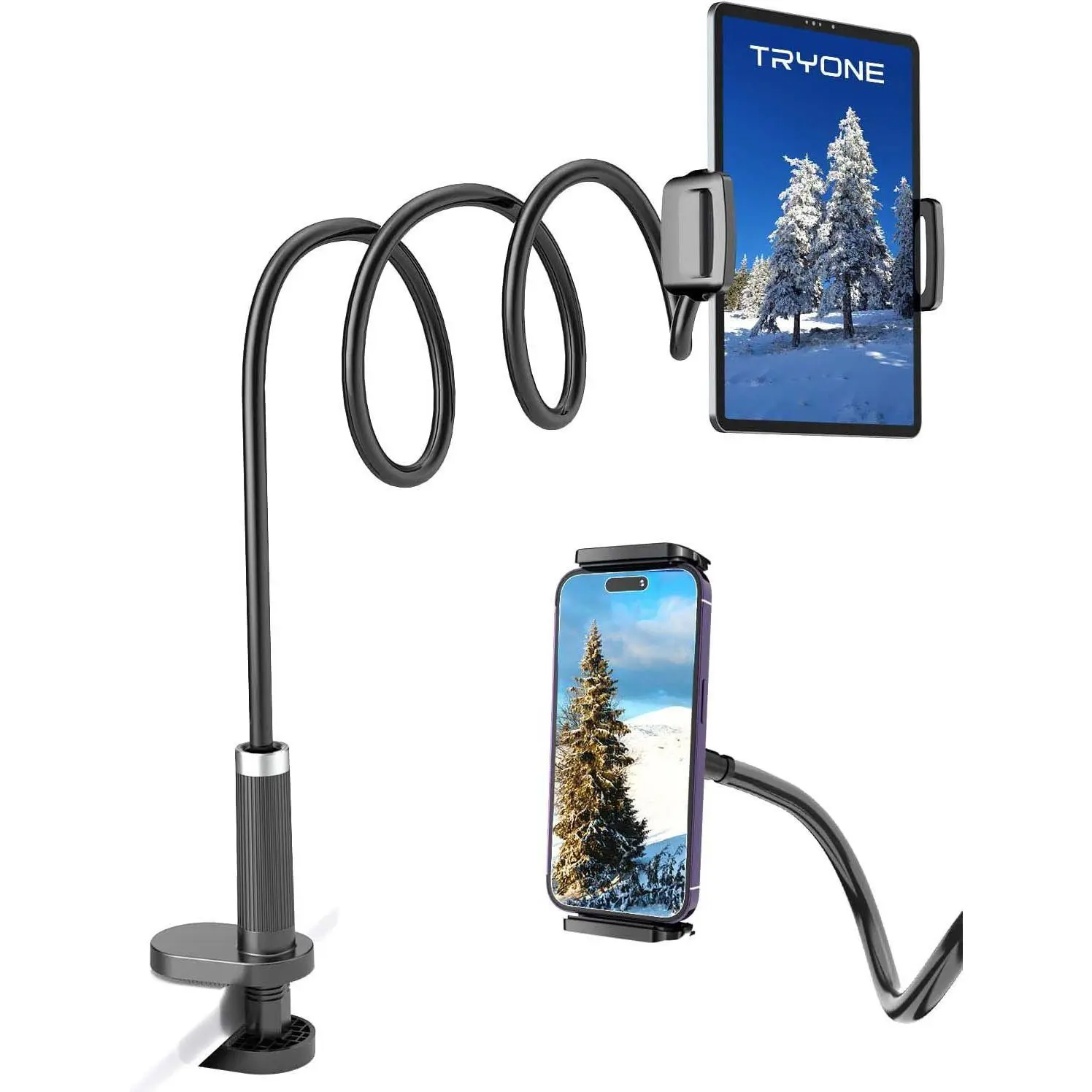 Gooseneck Tablet Holder Stand for Bed, Kindle Accessories - Adjustable 39.4inch Flexible Lazy Arm Tablets Mount Compatible with iPad Pro Air Mini | Galaxy Tab | Kindle Fire | Switch or Other 4.7-12.9" Device Computer Metal