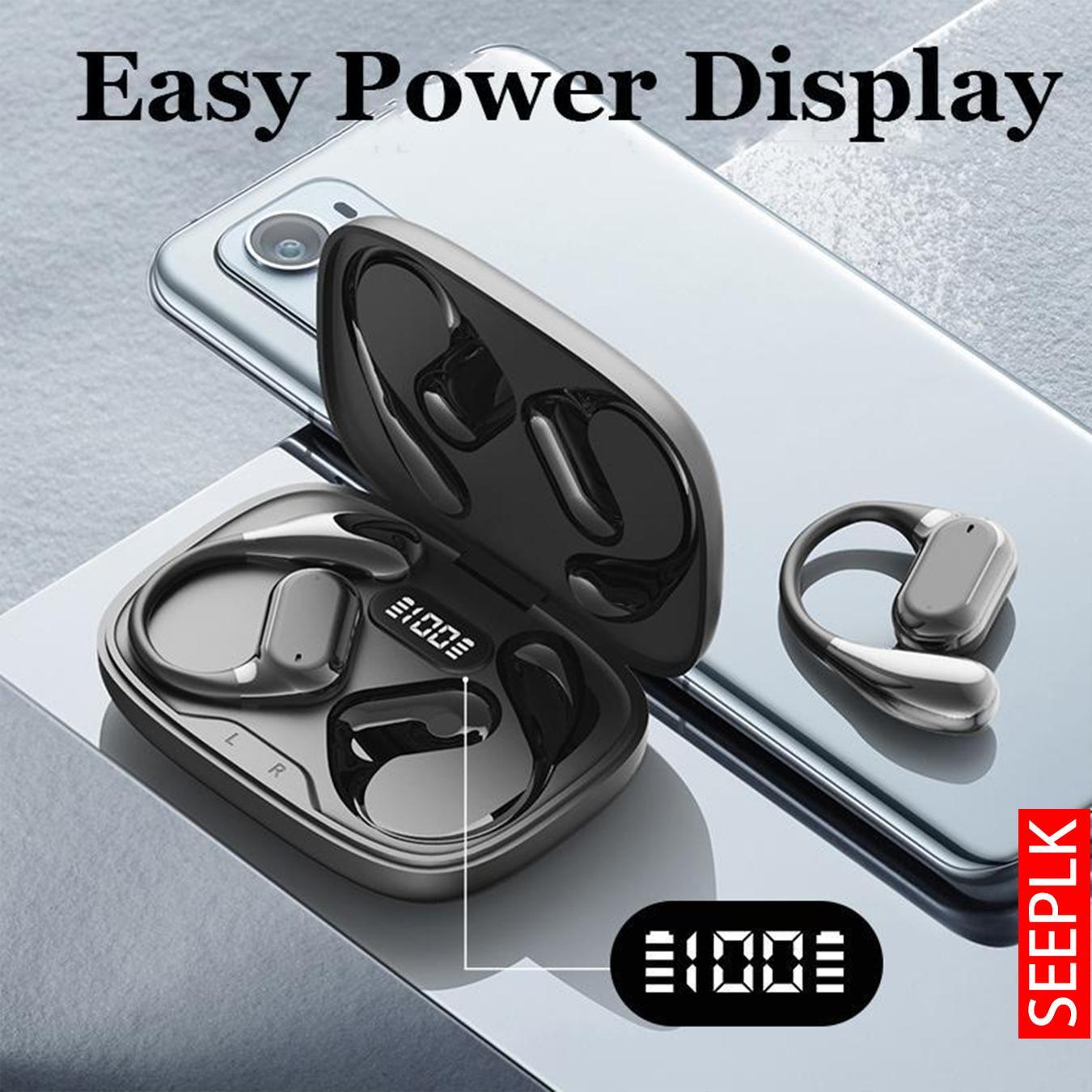 Wireless Ear Hanging Audio Earphone, Touch Volume Control Earphone, Noise Cancelling Headphone with Digital Display Charging Case