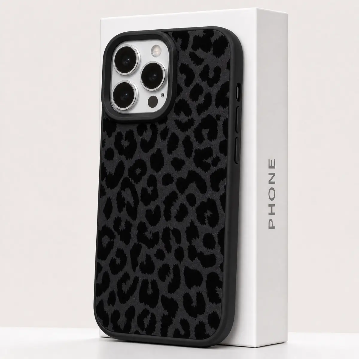 Black TPU Leopard Print Shockproof Fashion Phone Case Cheetah, Leopard Print Cheetah, Leopard Print Stylish Black Leopard Print Phone Case Compatible With Iphone 17 16 15 14 13 12 11 Pro Max XS XR X, Full-Coverage TPU Shockproof Protective Cover Spring