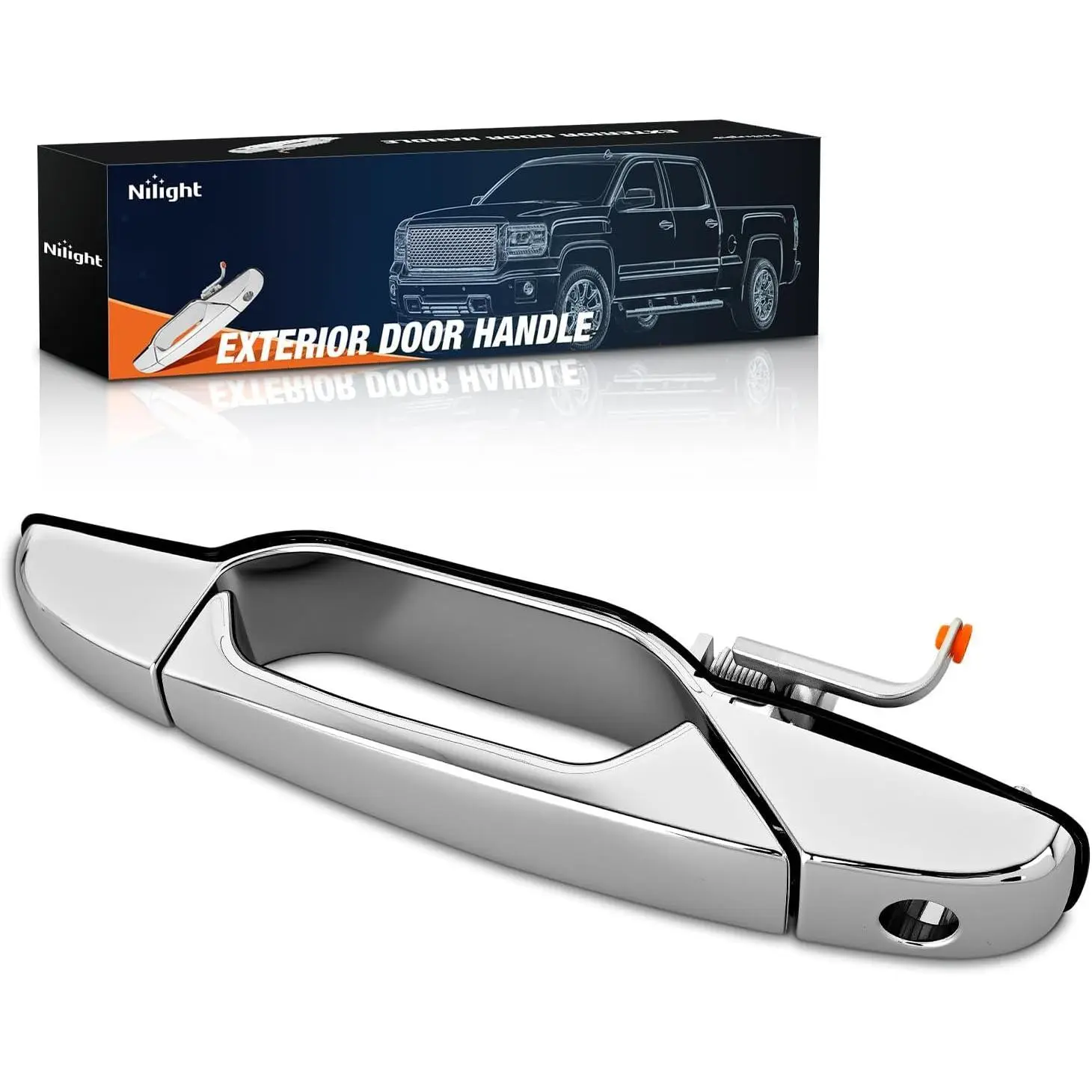 Nilight Exterior Front Left Driver Car Door Handle Key Hole Compatible with 2007 08 09 10 11 12 2013 Chevy Silverado Suburban Tahoe GMC Sierra Yukon Cadillac Escalade Replaces# 80546,20828258,Chrome, 2007-2013 Gmc Sierra