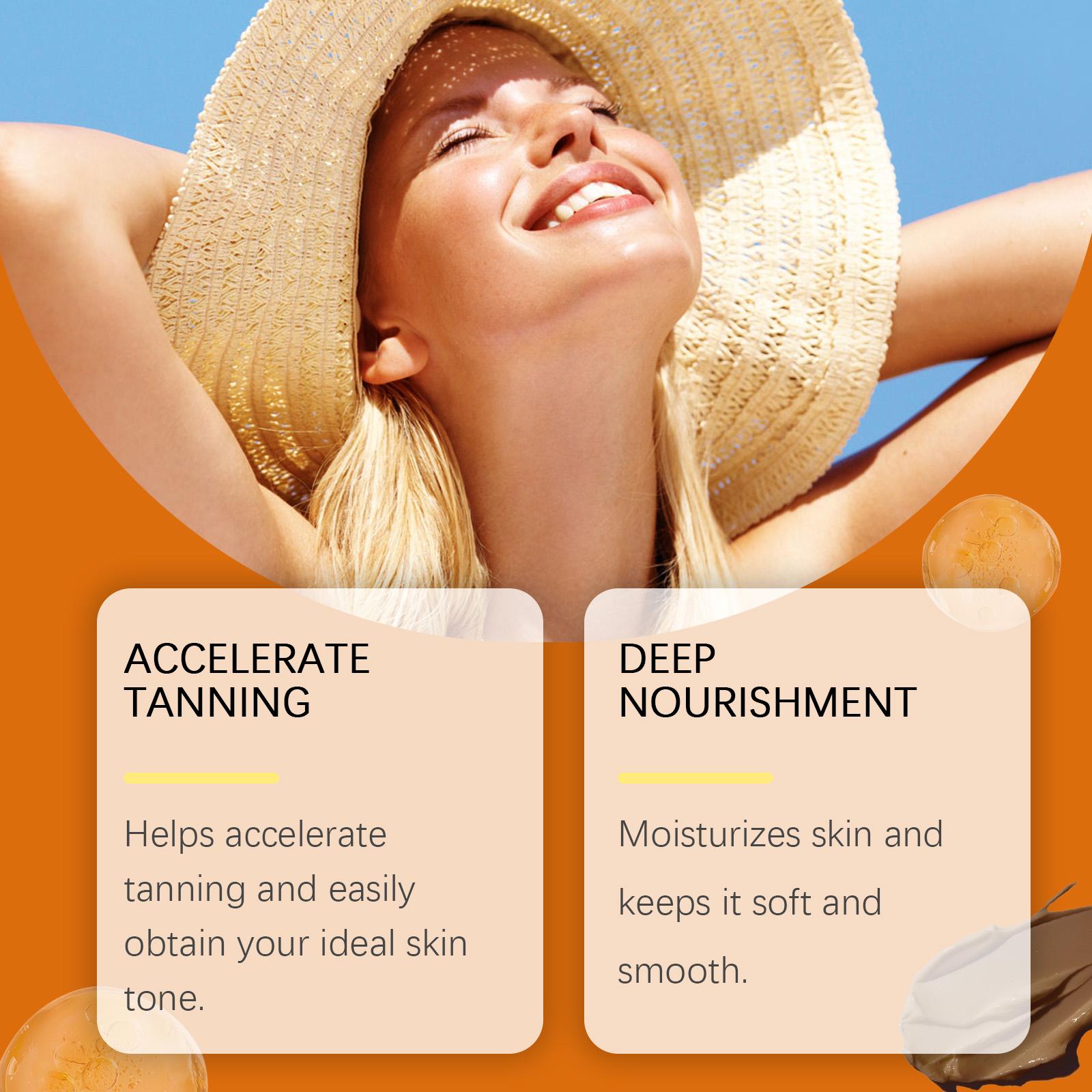 OUHOE Gold Shimmer Tanning Gel, Sunflower & Calendula Herbal Protection, 10-Min Quick Dry, Reduces Sun Damage, Lasting Gold Luster for Radiant Skin, All Skin Types Intensive Hydrating sunscreen self dark tanglow bronzing agent balm