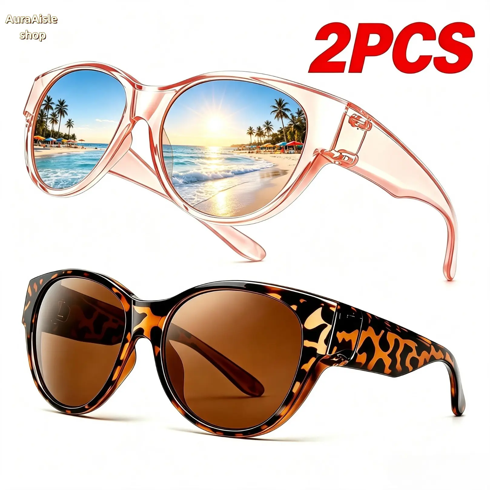 Women's Oversized Square Fit-Over Sunglasses, Polarized Lenses With UV400 Protection, Lightweight Plastic Frame, Fashion Eyewear For Travel, Outdoor Activities, Daily Outings And Holiday Gifting
