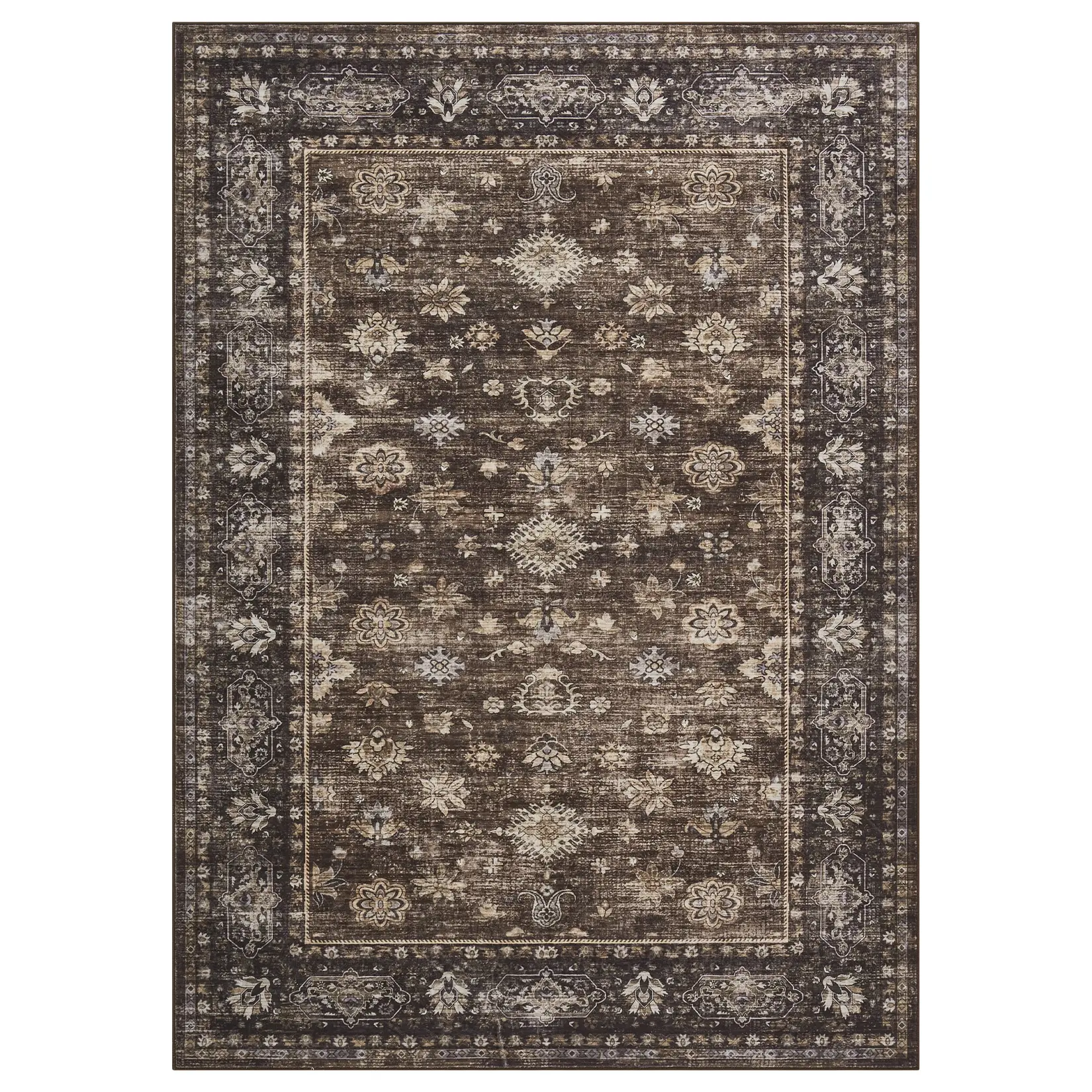 6x9 Washable Area Rug, Abstract Printed Pearl Velvet Carpet, Foldable Soft Polyester Rug for Living Room Bedroom Study, Red Brown