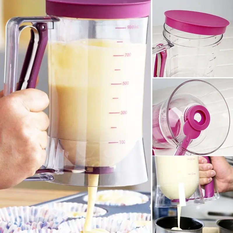 Batter Dispenser for Pancakes Cookies Cupcakes Cakes Muffins, Measure Cream Dough Accurately, Ideal Kitchen Tool for Baking, Transparent