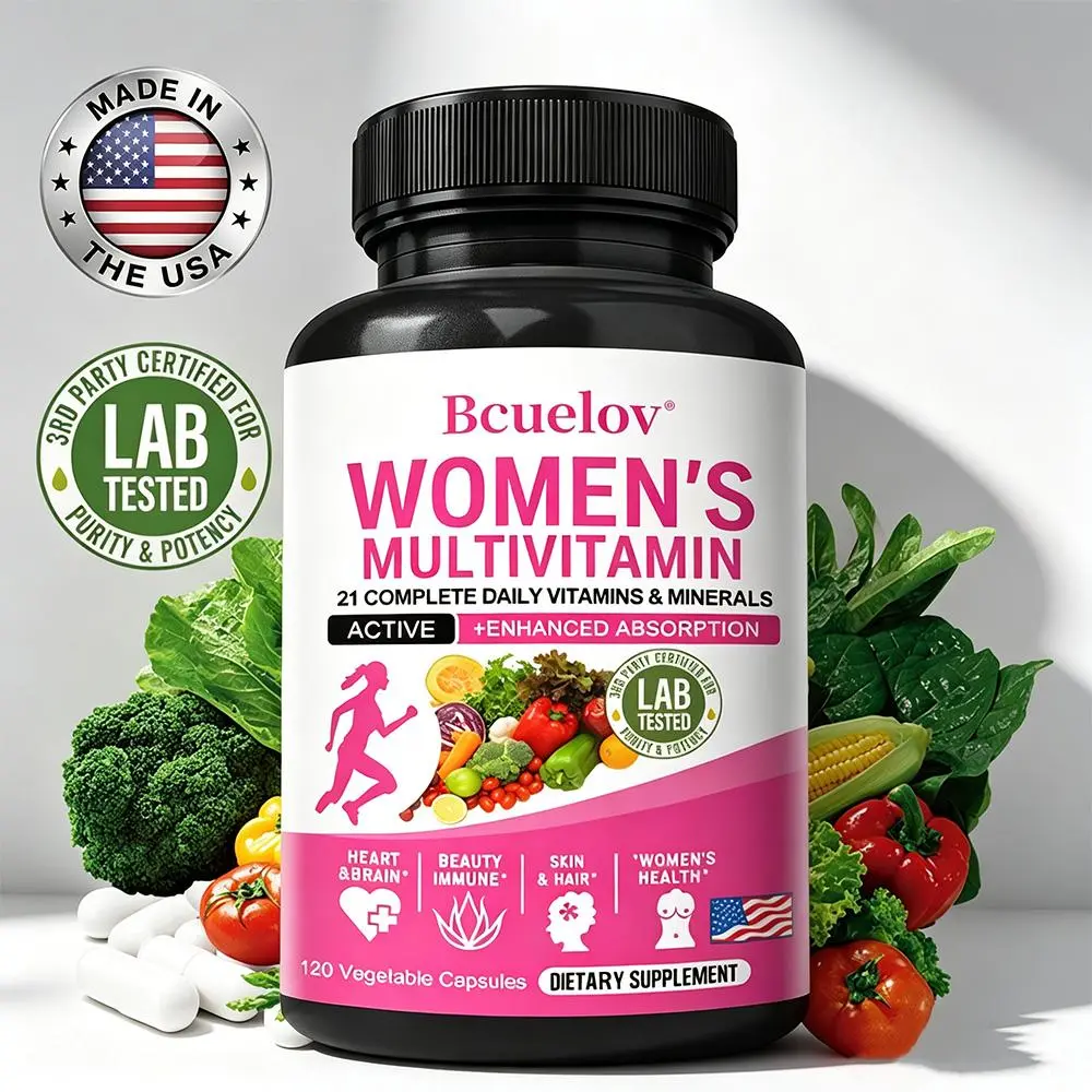 Bcuelov Women's Multivitamin Complex Capsules - Vitamins for Women with 21 Essential Daily Vitamins & Minerals, Sugar Free, Dairy Free, Immunity Boost Support, Easy-to-Swallow Capsules, 24-Month Shelf Life, 24 Months