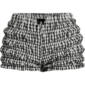 Women's Ruffle Shorts Plaid Y2k Lace Bloomers Elastic Waist Frill Bottoms Gingham Micro Boyshorts