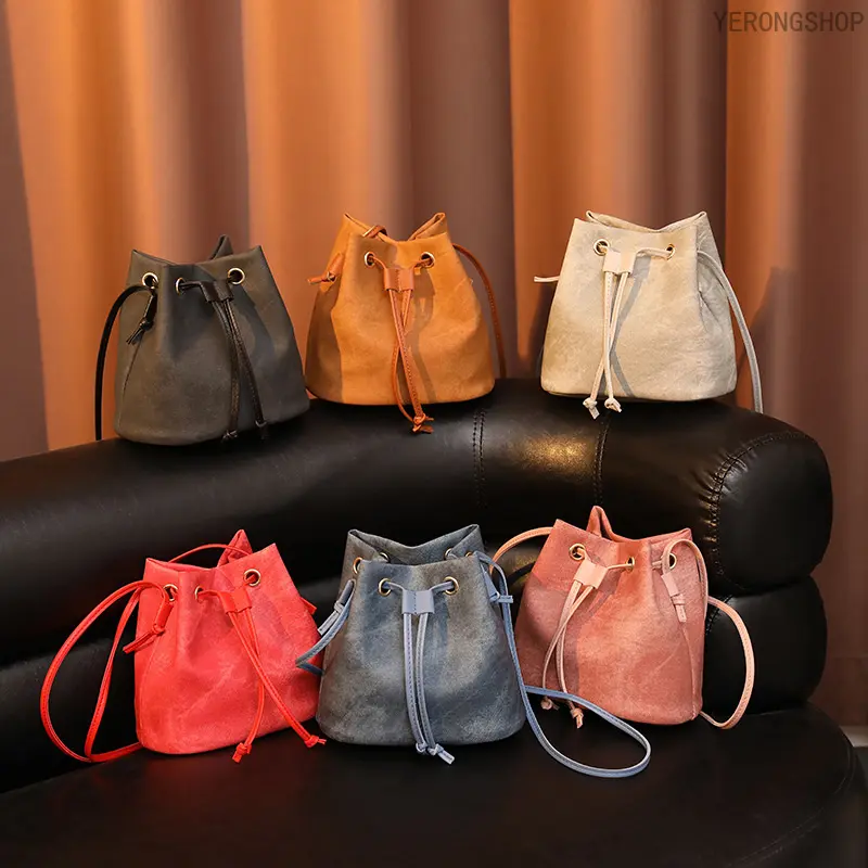 Trendy Drawstring Bucket Bag for Women, Fashion Versatile Leather Large Capacity Shoulder Bag, Convertible Crossbody Phone Handbag