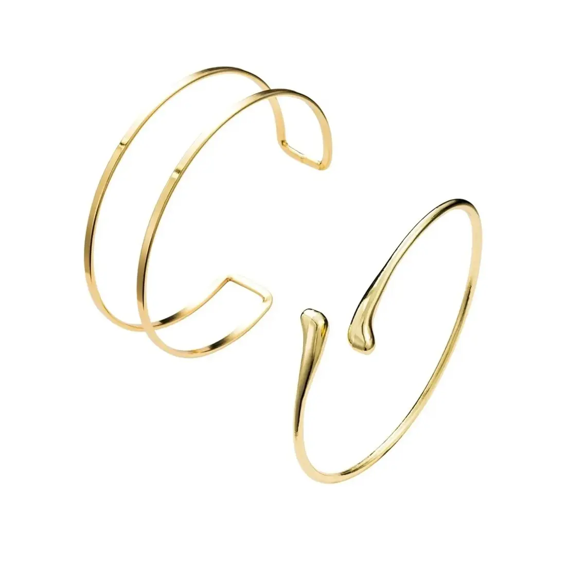 2Pcs Gold Arm Cuff Jewelry for Women Upper Arm Bracelet Bangle Open Adjustable Cuff Bracelet Minimalist Armband Stackable Jewelry for Summer Beach Elegant Minimalist Bangle Adjustable Bracelets