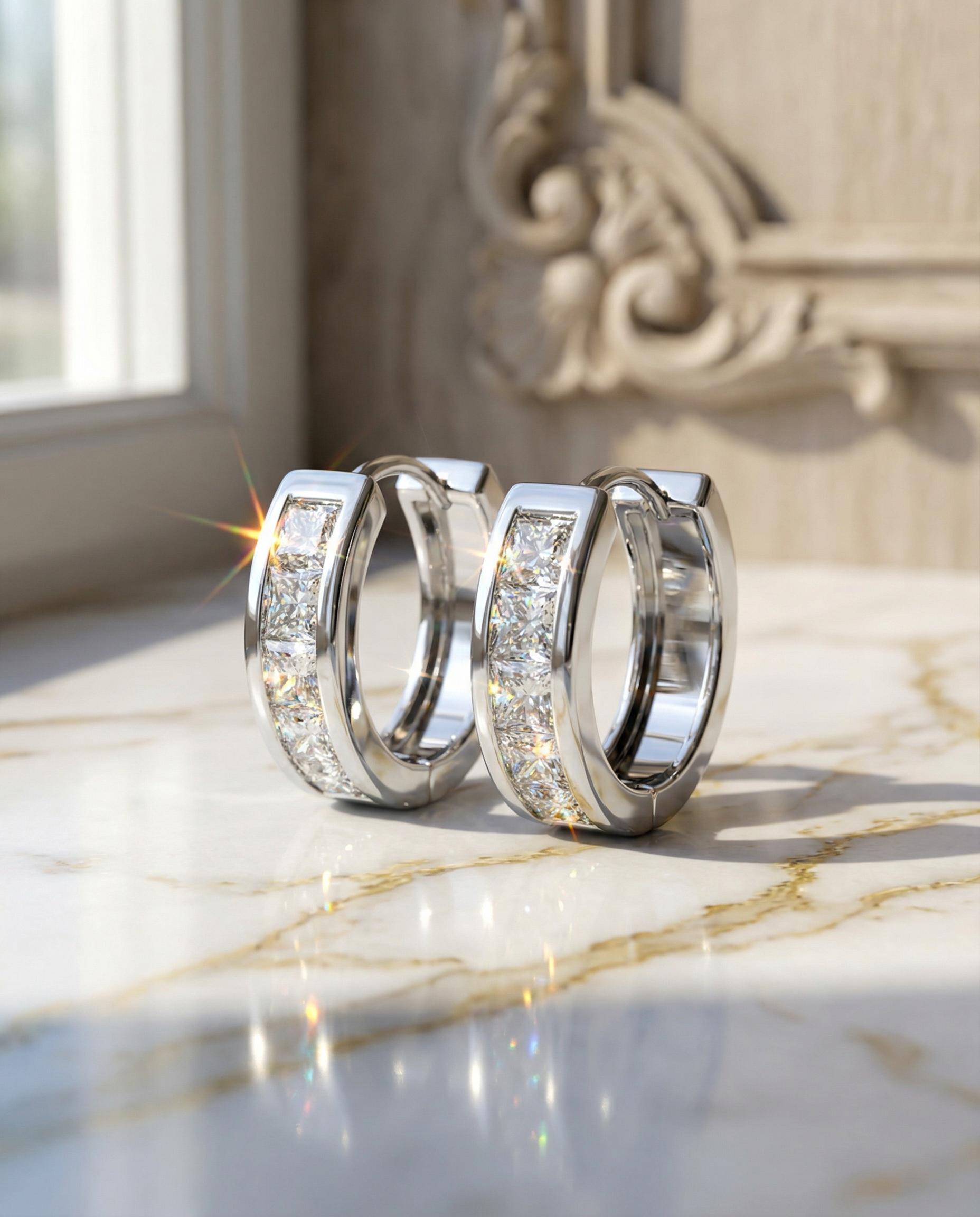 High-Quality Brilliant Zircon Earrings Finely Crafted Clear Sparkling Enhances Face Shape Adds Elegance Ideal for Parties Gatherings Simple Versatile Gift