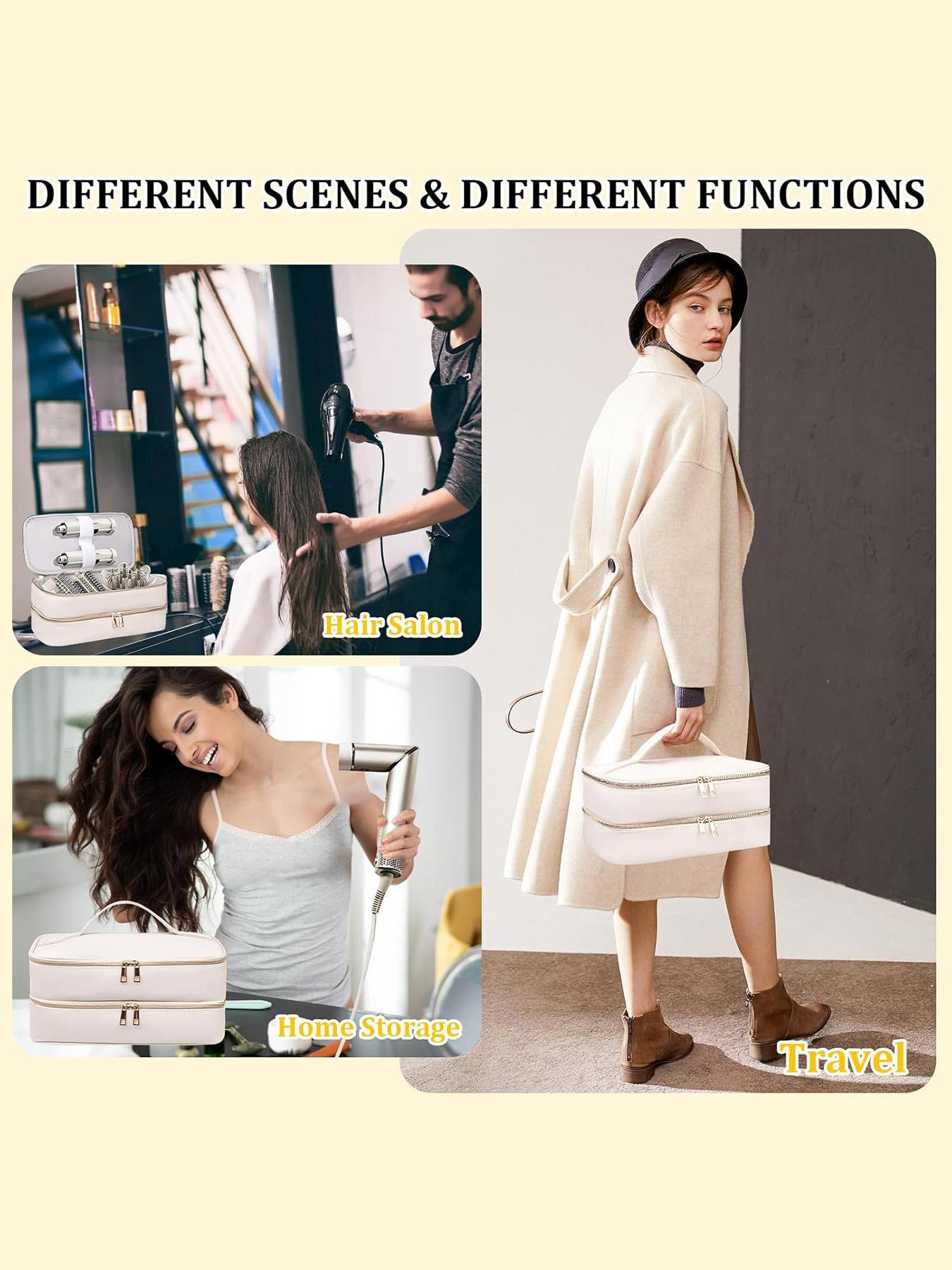 Portable Travel Case for Hair Dryer, Durable Hair Diffuser & Styling Tools, Fashionable Double Layer Storage Space for Hair Accessories, Ideal Organizer for Revlon Styler