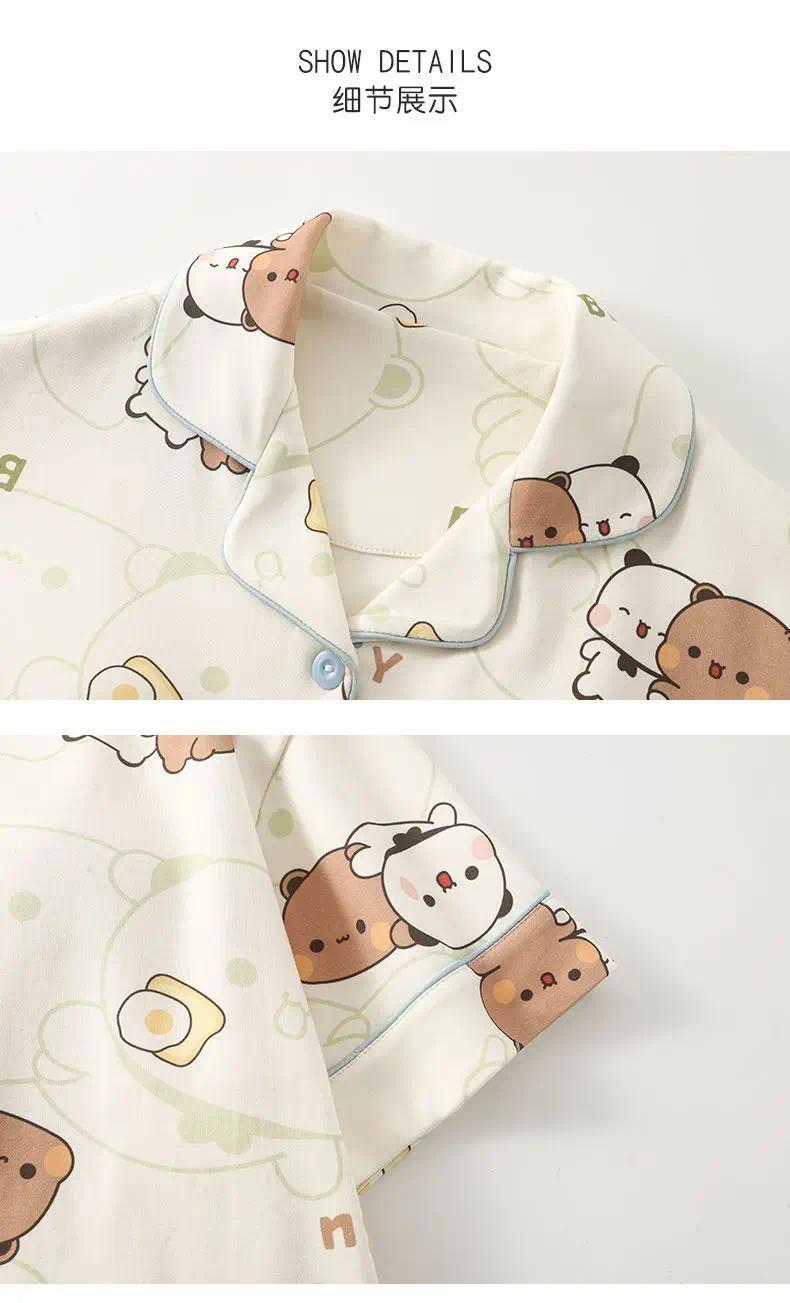 Bubu Dudu Pajama Set Soft Comfortable Sleepwear Cotton Loose Pyjama Suit Loose Home Clothes Are Cold SummerClothes Birthday Gift