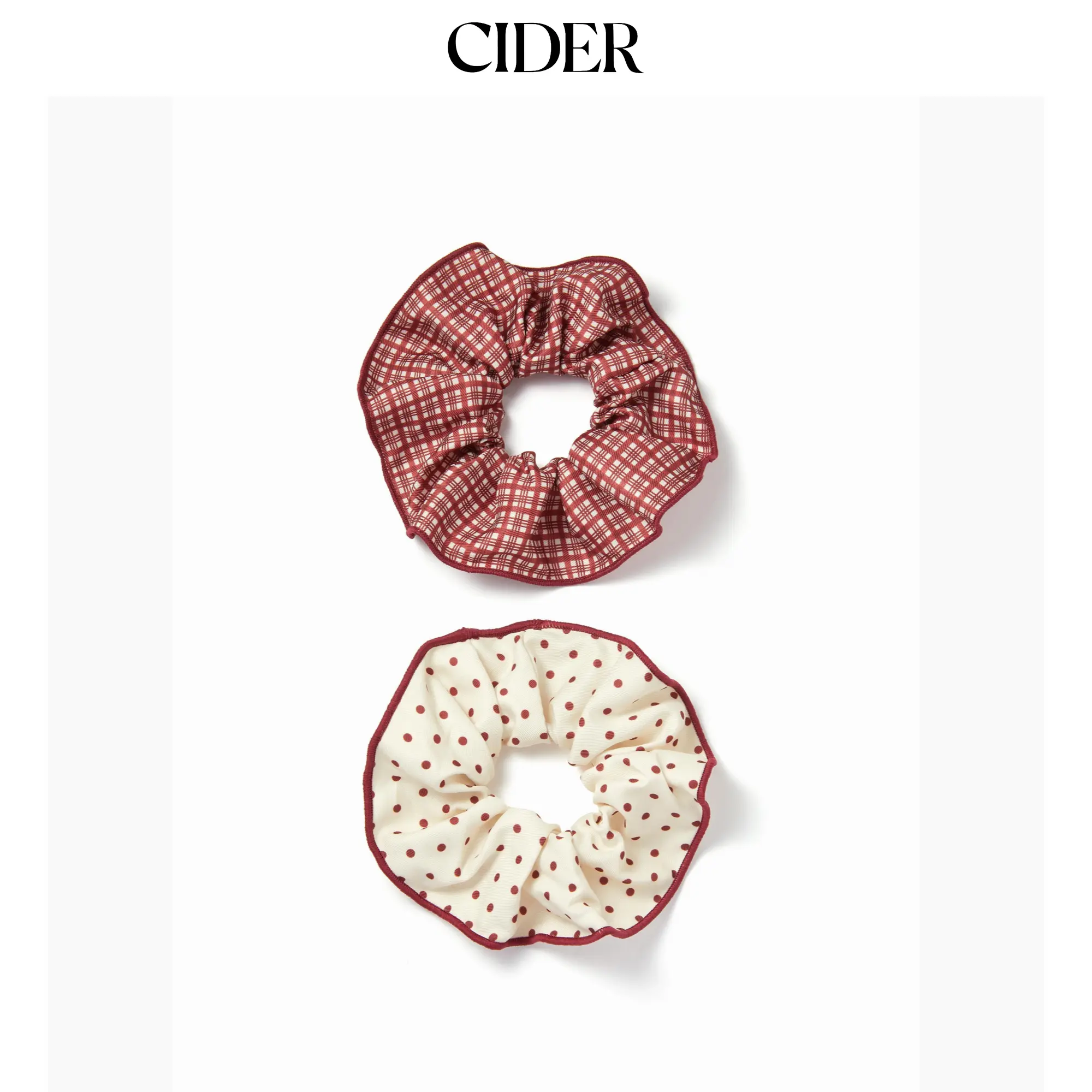 Cider 2 PCS POLKA DOT & GINGHAM SCRUNCHIE SET