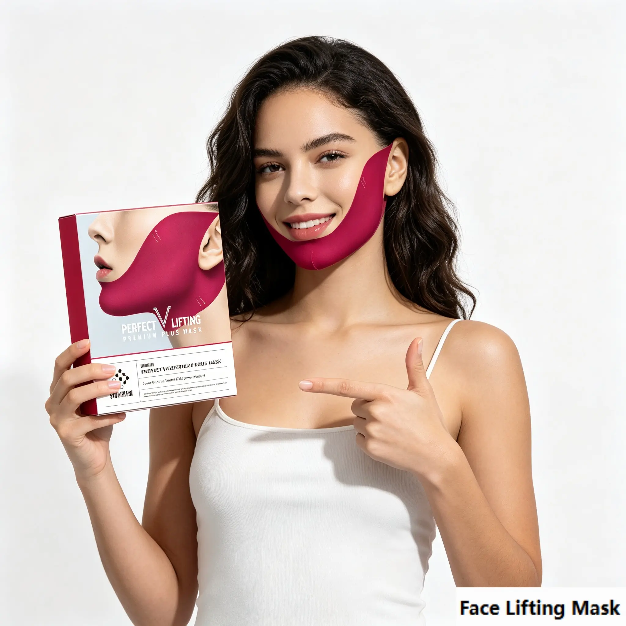 Bandage Sculpting Lifting Mask, V-Shape Face Fit, Reduces Wrinkles, Tightens Chin, Nylon Fabric + Water Gel, Facial Care Patch