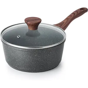 Nonstick Saucepan with Lid, 1.5 Quarts Small Pot with Swiss Granite Coating, Stay-cool Handle, Multipurpose Handy Sauce Pot Small Kitchen Cooking Pot, Induction Comptable, PFOA Free