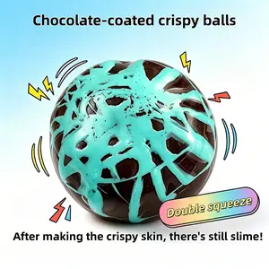 Chocolate Color Crispy Ball, Dual Stress Relief Toy, Wax Skin Squeeze Toy, Slime Squishy Toy, Perfect Gift for Parties and Holidays