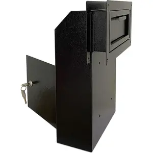 Door Drop Box, Mail Slots for Mail, Rent, Deposit, and Night Key, Through-the-Door Prevents Money Fishing Locking Steel Mailbox with Rear Access, Black