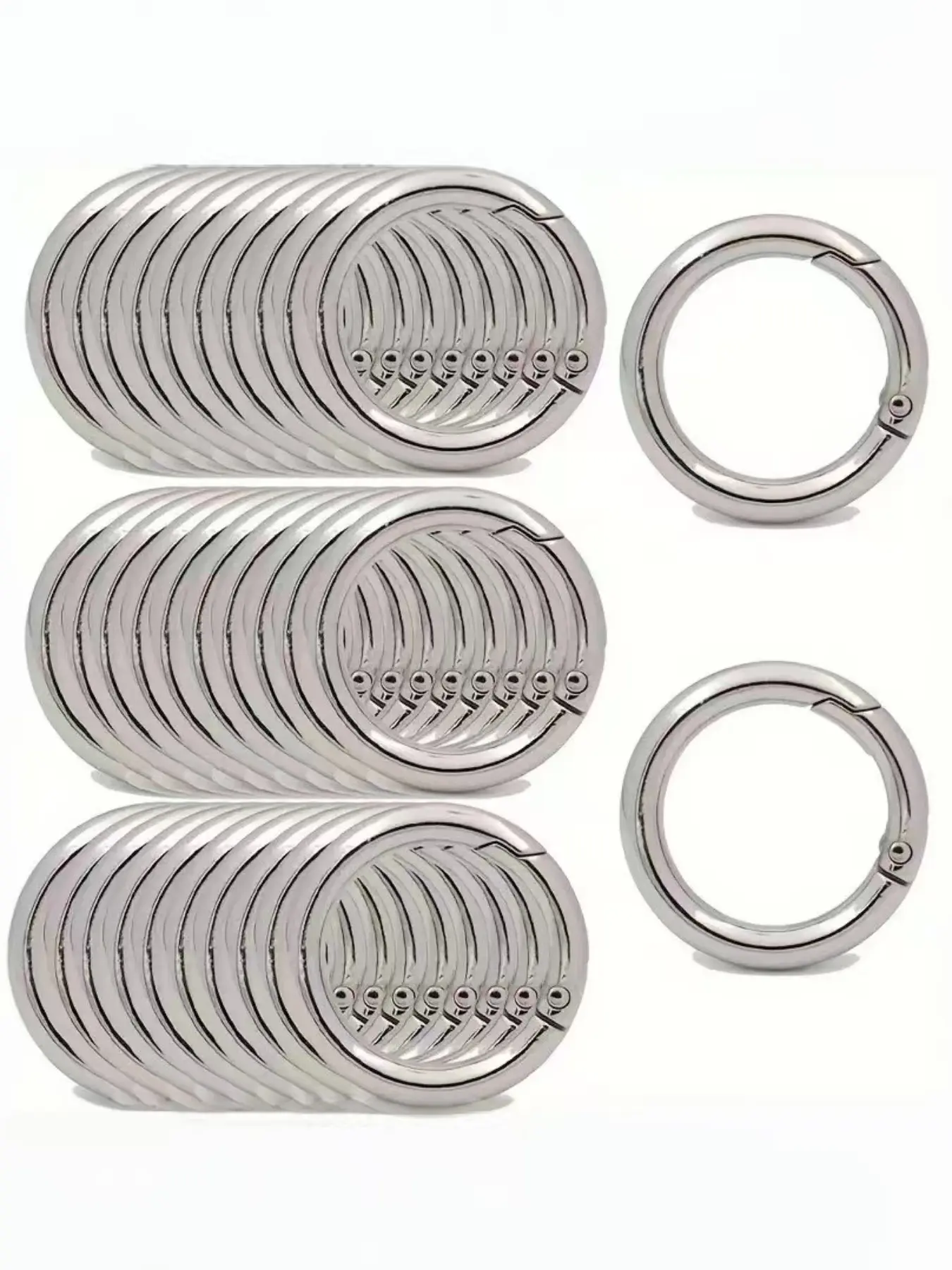32-Pack Large Spring O-Ring Carabiner Hooks, Durable and Reliable, Ideal for Outdoor Activities, Quick-Release Design, Carabiner Clips