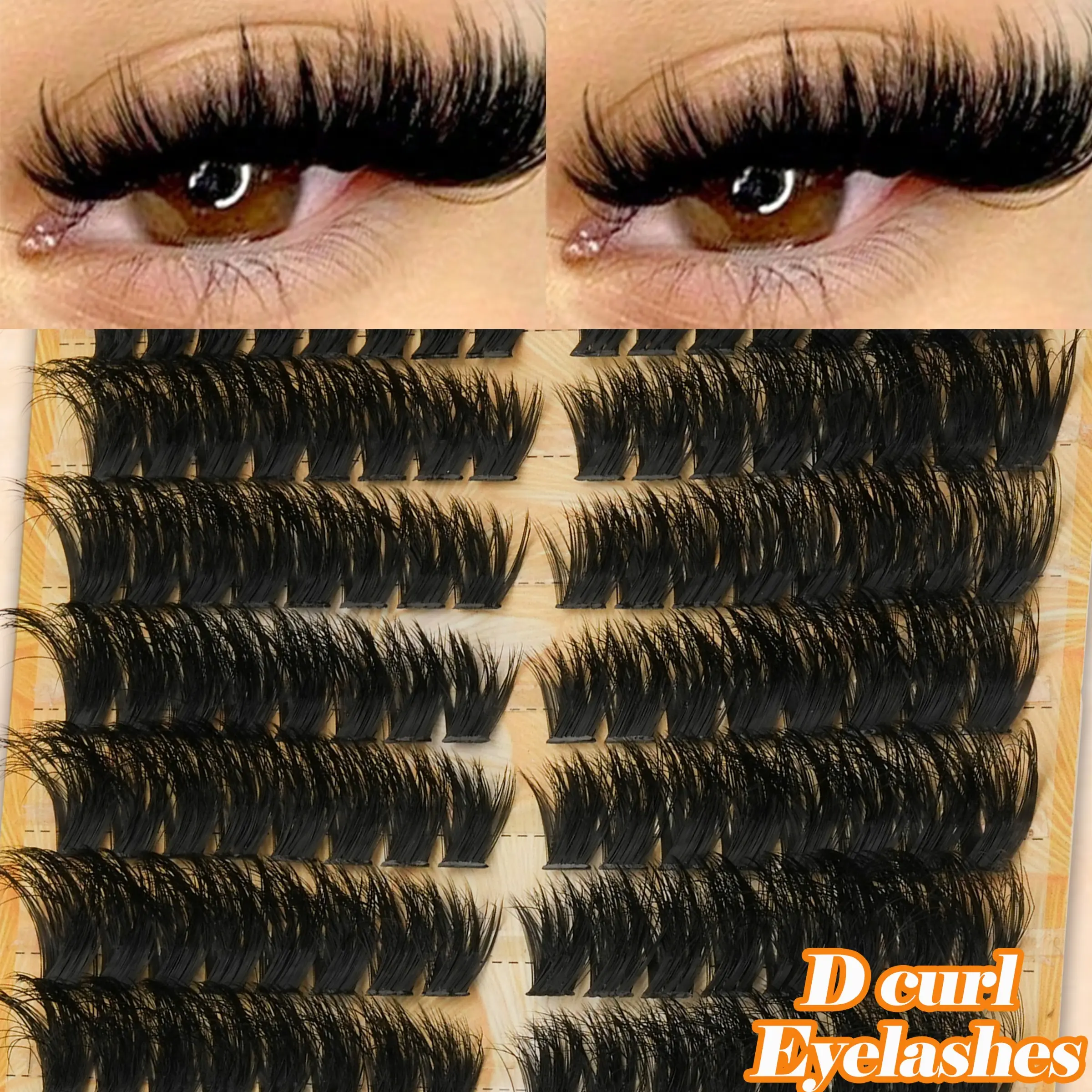 208pcs D Curl Single Fiber Volumized False Eyelashes, Soft & Voluminous, Natural Look, Long-Lasting, Easy to Use, Ideal for Daily, Wedding, Party, Travel, Curly Lashes