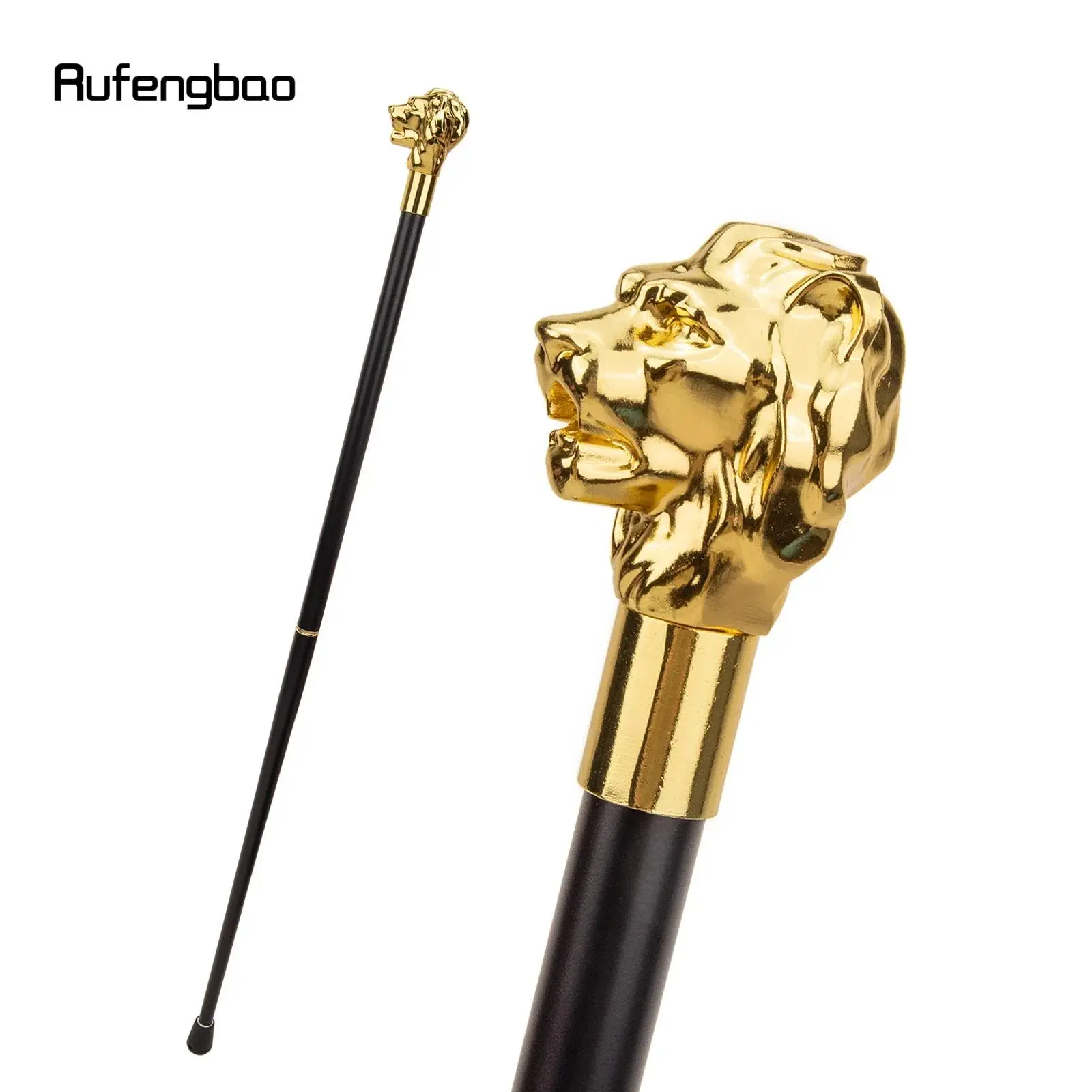Golden Luxury Lion Head Handle Fashion Walking Stick for Party Decorative Walking Cane Elegant Crosier Knob Walking Stick 93cm