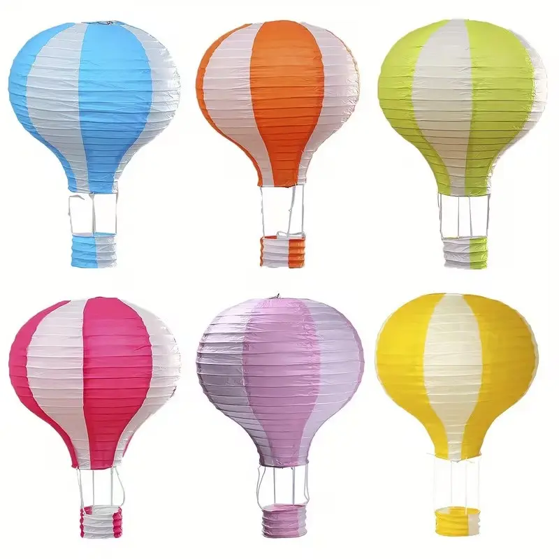 6pcs Hanging Hot Air Balloon Paper Lantern Set, Party Decoration, Birthday Wedding, Christmas Halloween, 30.48 Cm, Pack of 6pcs