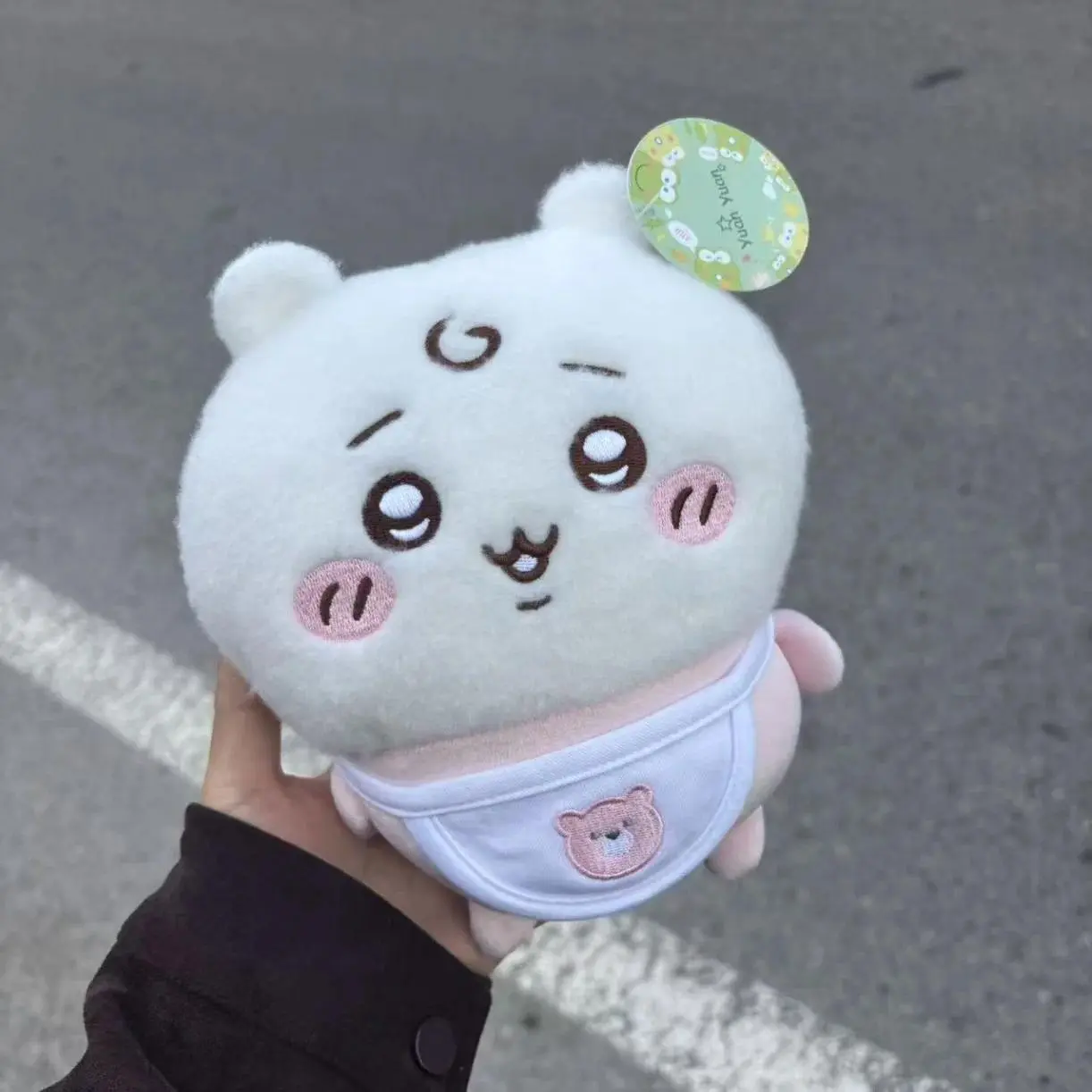 Jiyi Kawaii Plush Fabric Bunny-Shaped Doll Ornament - 8-in (20cm) Usagi Hachiware Baby Character Chibi Plush Figure, Decorative Collectible for Home Decor Enthusiasts