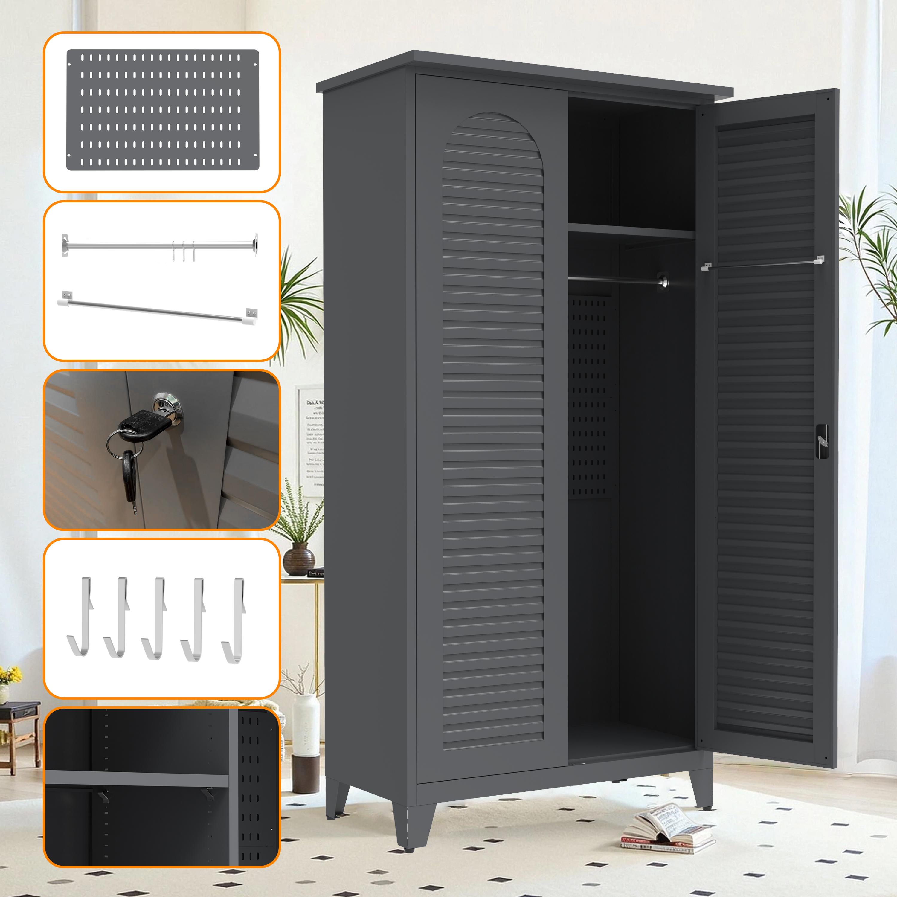 ARCH 73'' Tall Metal Tool Storage Cabinet, with Ample Storage Space for Garage,Warehouse,Garden,Office, Living Room,Bathroom,Utility Room ( Slate )