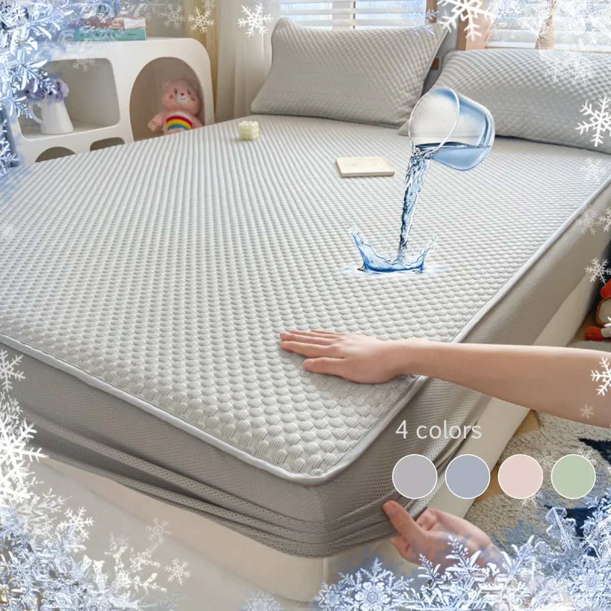 High-Efficiency Waterproof Cooling Mattress Protector, Powerful Cooling Effect, Lightweight, Breathable, Silky Soft, Ideal for Hot Sleepers, Night Sweat Sufferers, and Households with Children, Pets, or the Elderly