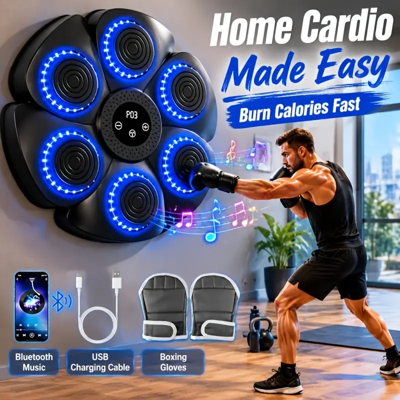 An Intelligent Music Boxing Target, Suitable for Boxing Enthusiasts, Can Synchronize Wireless Music from Mobile Phones, And The Lights Flash with Rhythm to Guide Strikes; Supports 9-Speed And Mode Switching, Best Gift, Christmas Gift