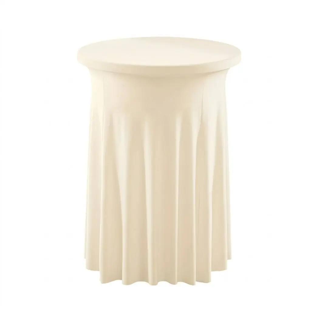 Ivory Stretch Spandex Cocktail Table Skirt 2 Pack Fitted Round Highboy Tablecloth for Wedding Bridal Shower