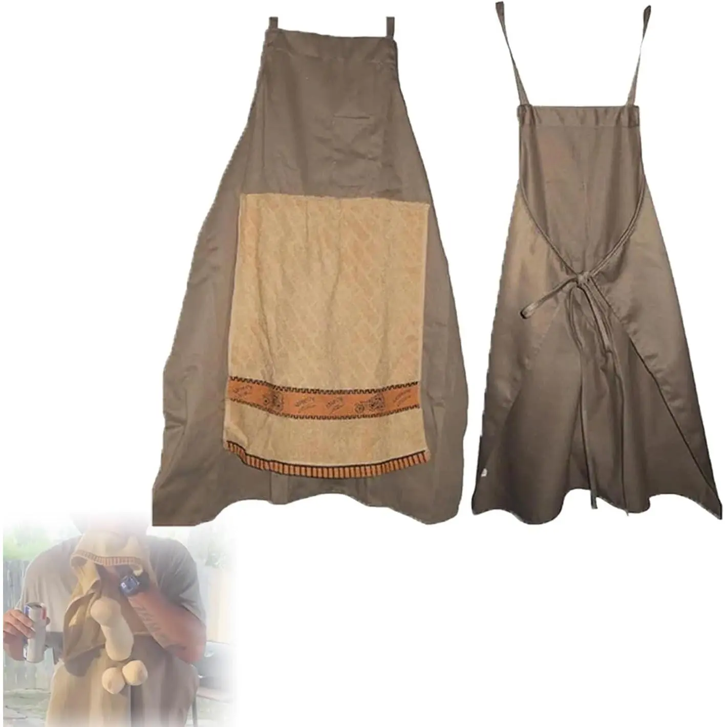 Men's Funny Head Chef Prank Apron with Pockets - Creative Gag Gift for Christmas, Birthday Kitchen Presents (Funny Aprons), Aprons With Pockets