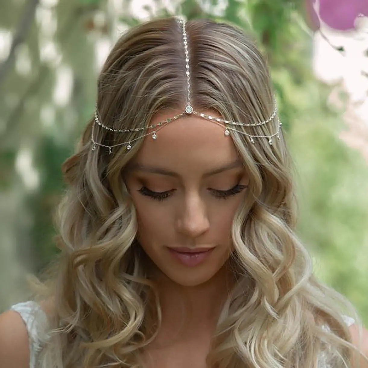 Women's Modern Chic Rhinestone Layered Thin Chains Headpiece - Lightweight Copper Base Wedding Prom Hair Accessory, Weddings Proms, Women Girls, Headband Form, All Seasons