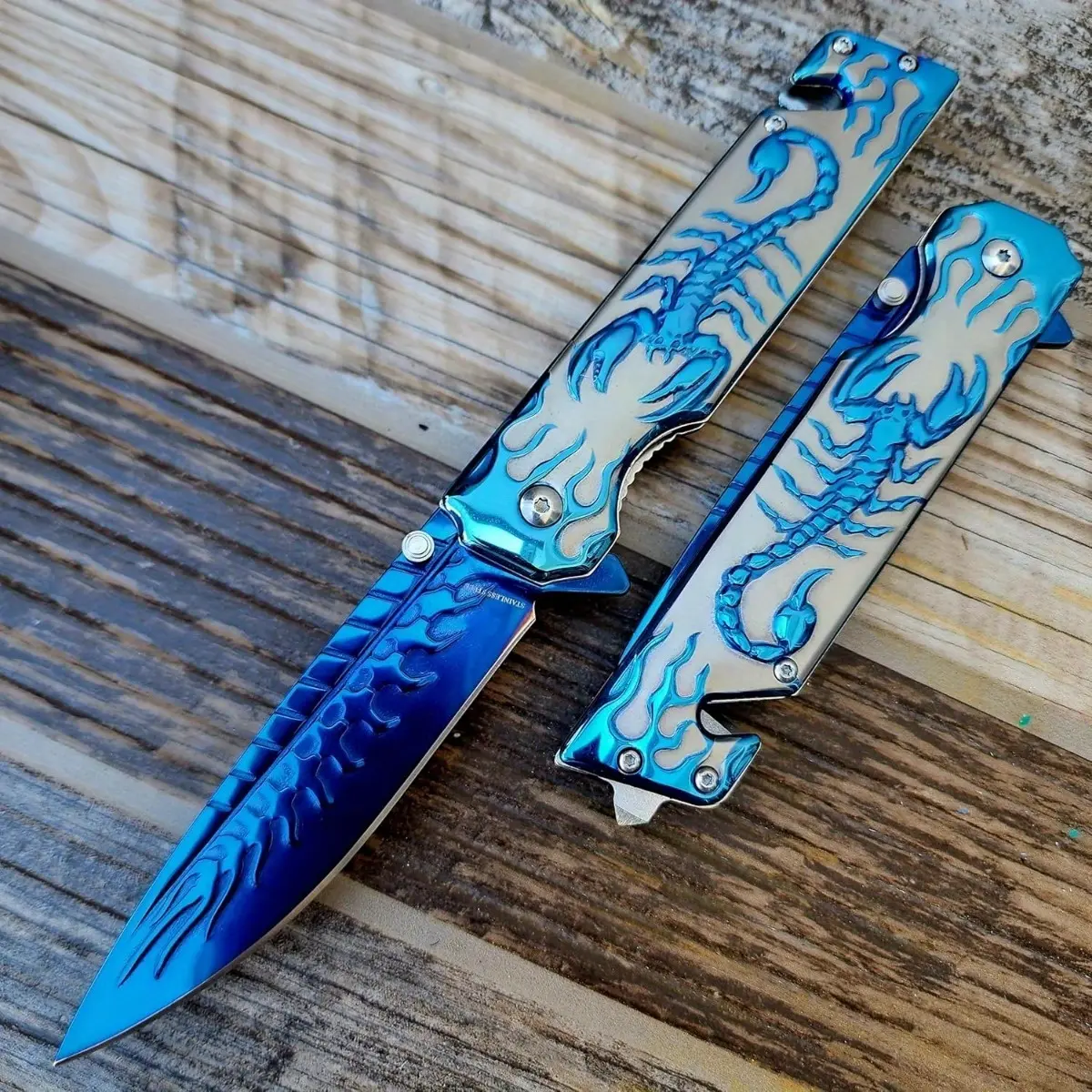 Cyan Toad Design Stainless Steel Knife - Sharp Pointed Blade, Ergonomic Handle, Lightweight & Durable, Ambidextrous for Camping, Hiking & Outdoor Adventures, Camping Knife, Adventure Gear, Sleek Metallic Finish, Wooden Handle Grip