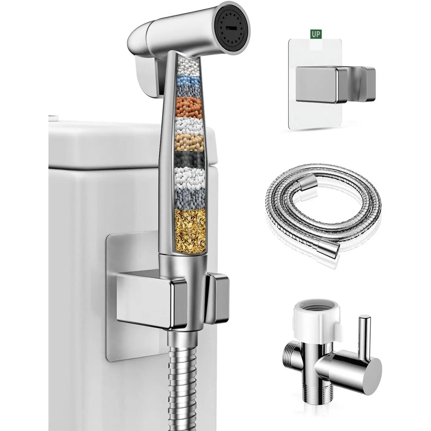 Handheld Bidet Sprayer for Toilet with Water Filter, Stainless  | Adjustable  ,47in Leak-Proof Hose for Muslim Shower,Feminine Wash, Diaper Cloth Washing