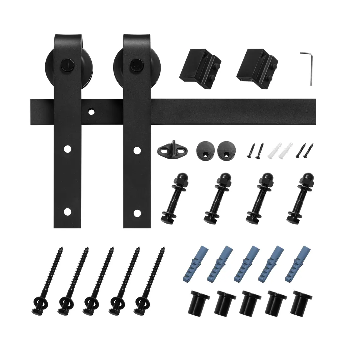 6FT Sliding Barn Door Hardware Kit for Single Sliding Barn Door Black