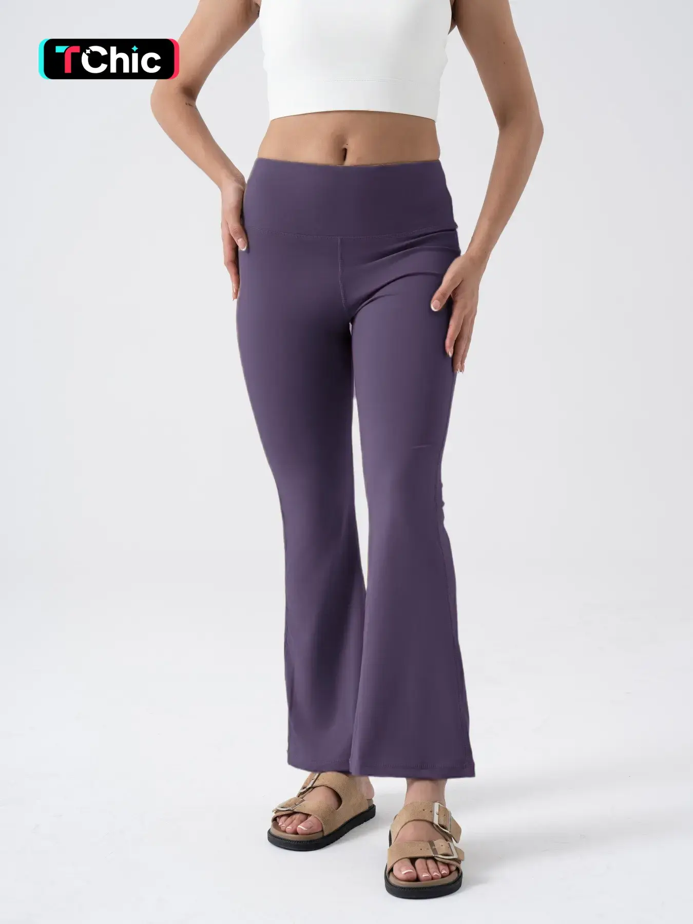 Women's High-Waisted Flared Leggings in Soft Butter-Like Fabric, Full Length, Perfect for Yoga and Daily Wear, Versatile Style for Any Occasion
