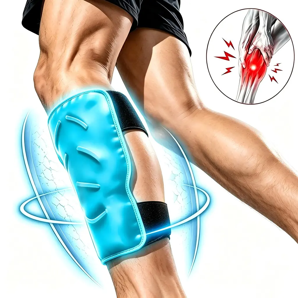 Reusable Shin Ice Pack, Cold Compress Therapy for Shin, Calf, Knee, 1 Pack, Pain Relief, Sports Injury Recovery, Comfortable Design